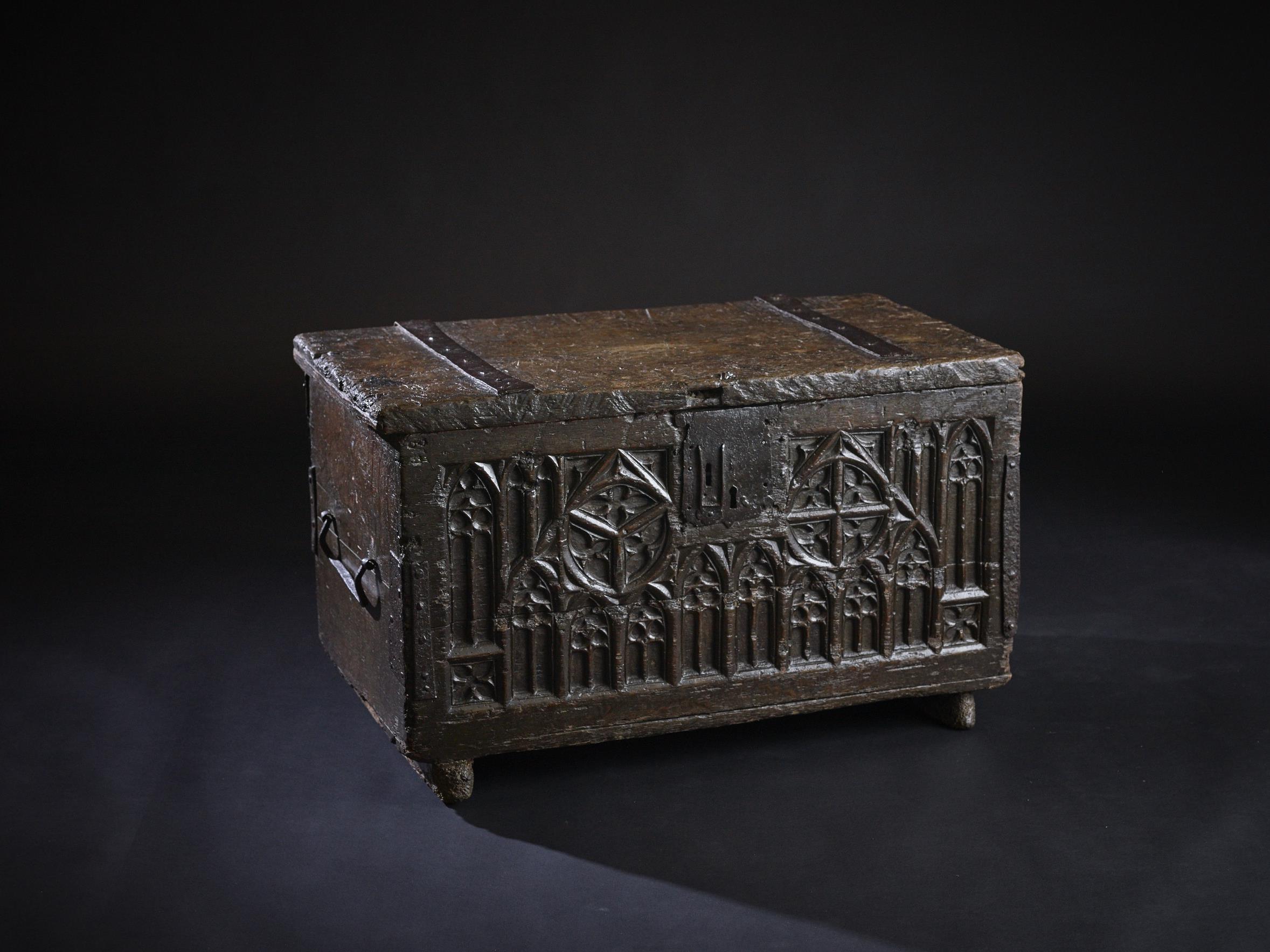 A rare 15th century gothic oak chest