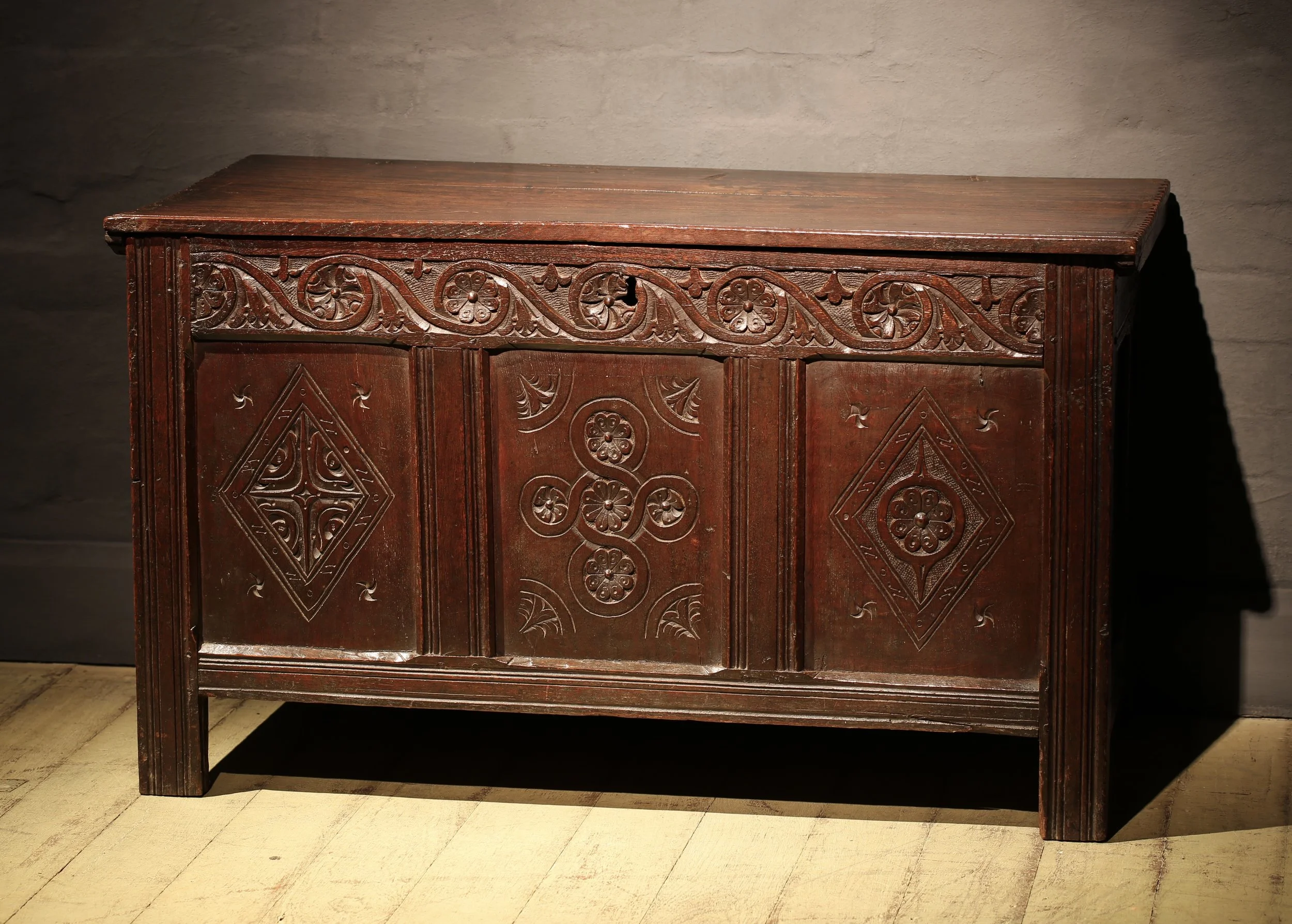 17th century oak joined chest