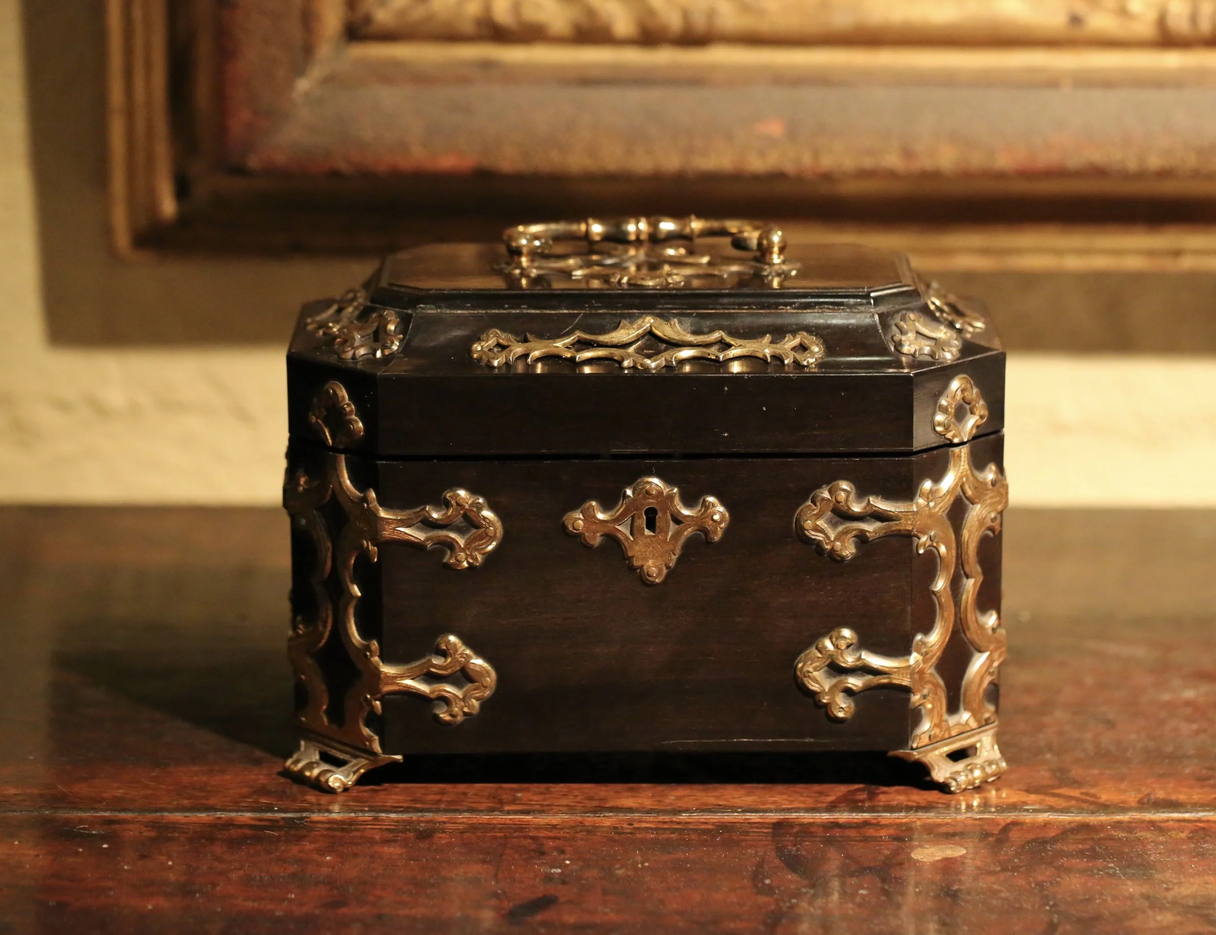 George III ebony tea caddy
