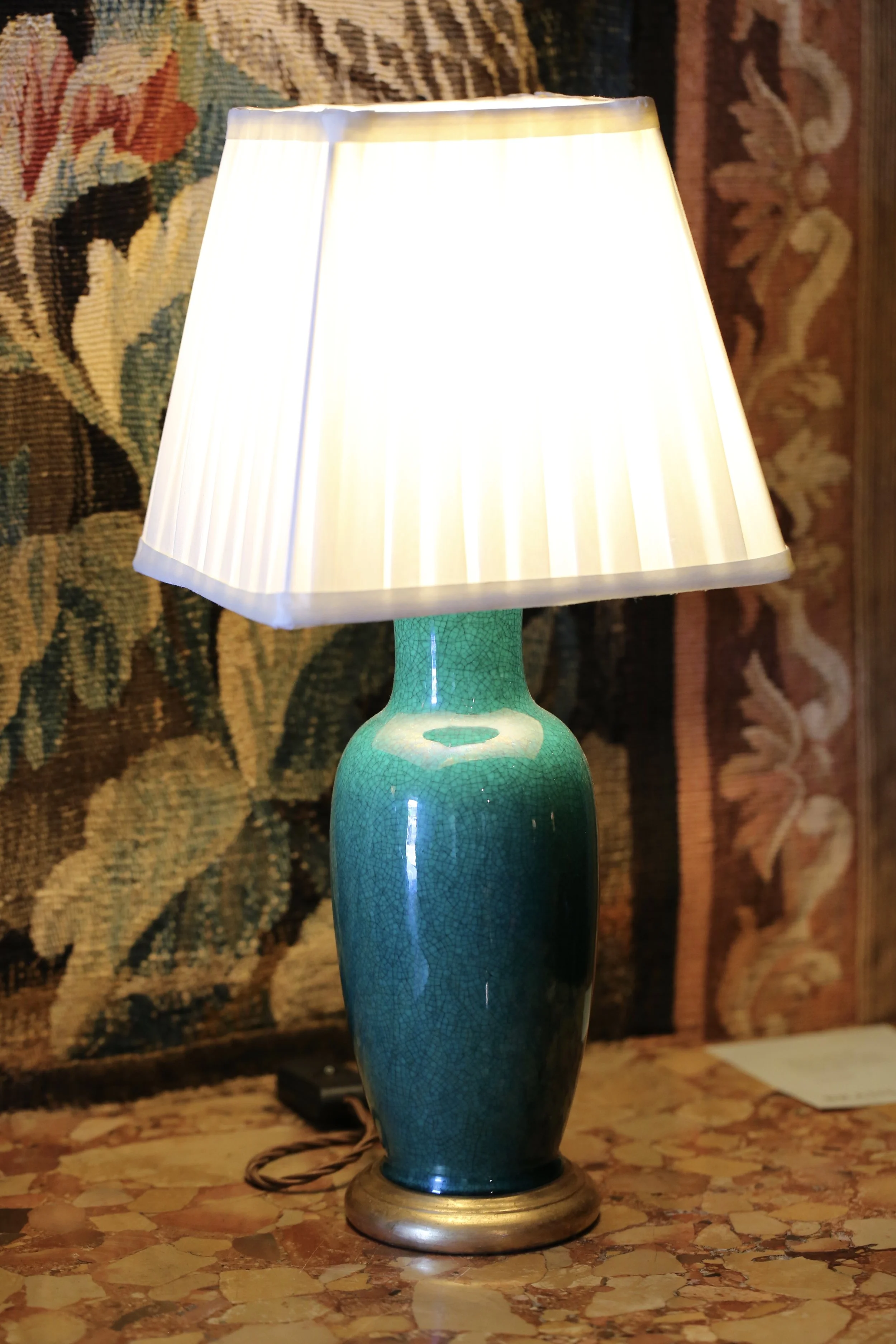 green porcelain lamps