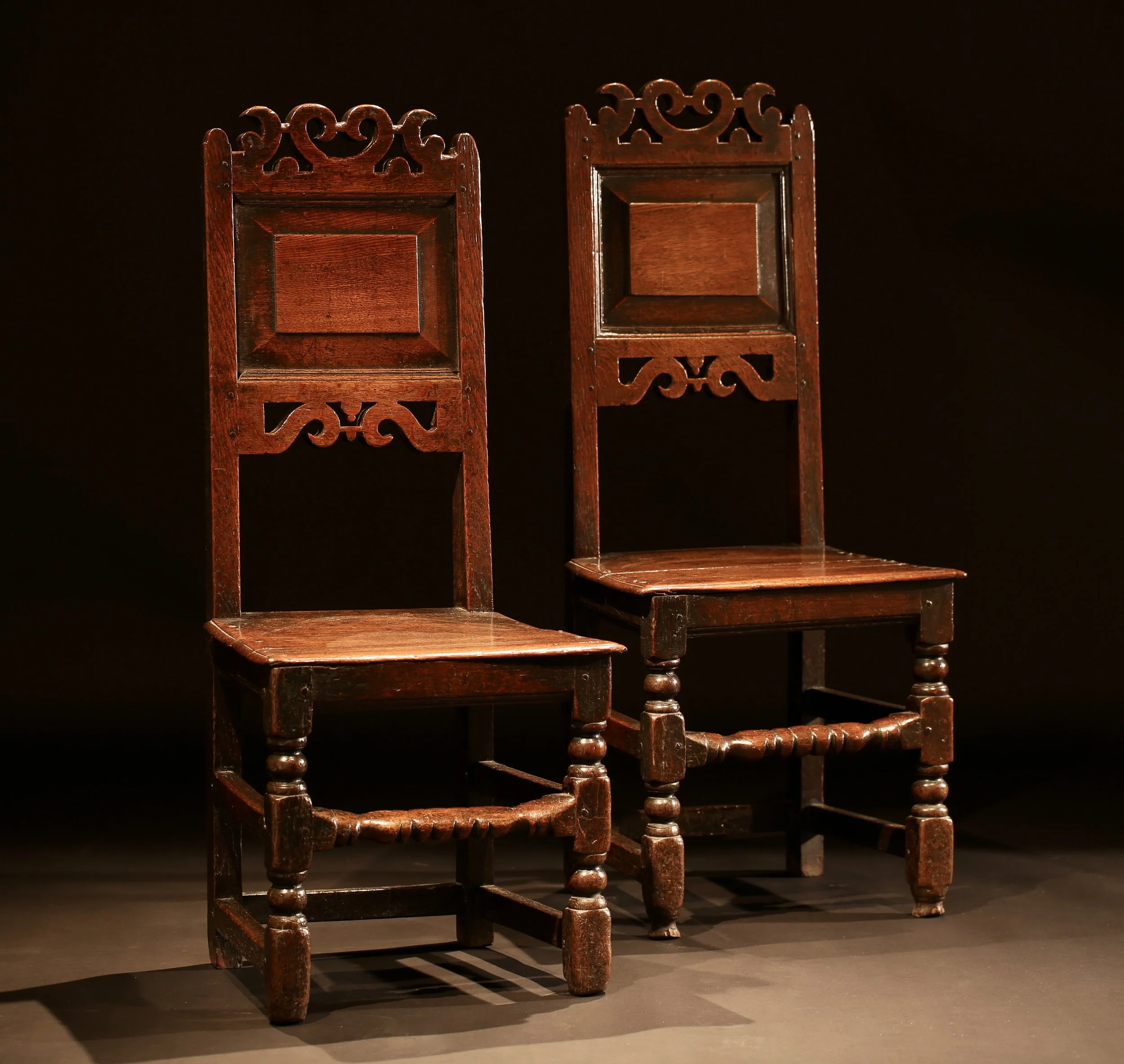 Pair of oak back stools