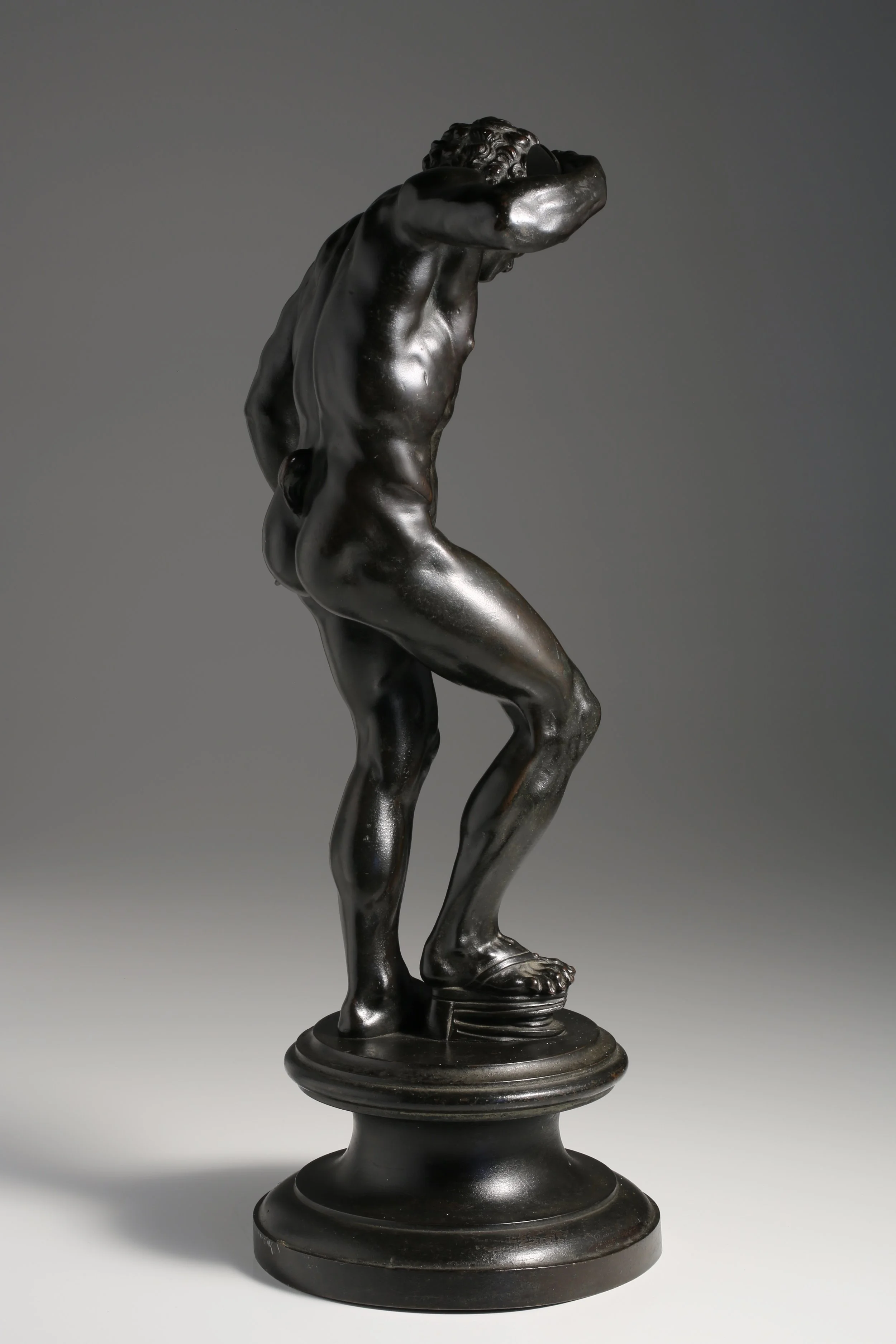 bronze dancing faun with clappers — Brans Antiques & Art