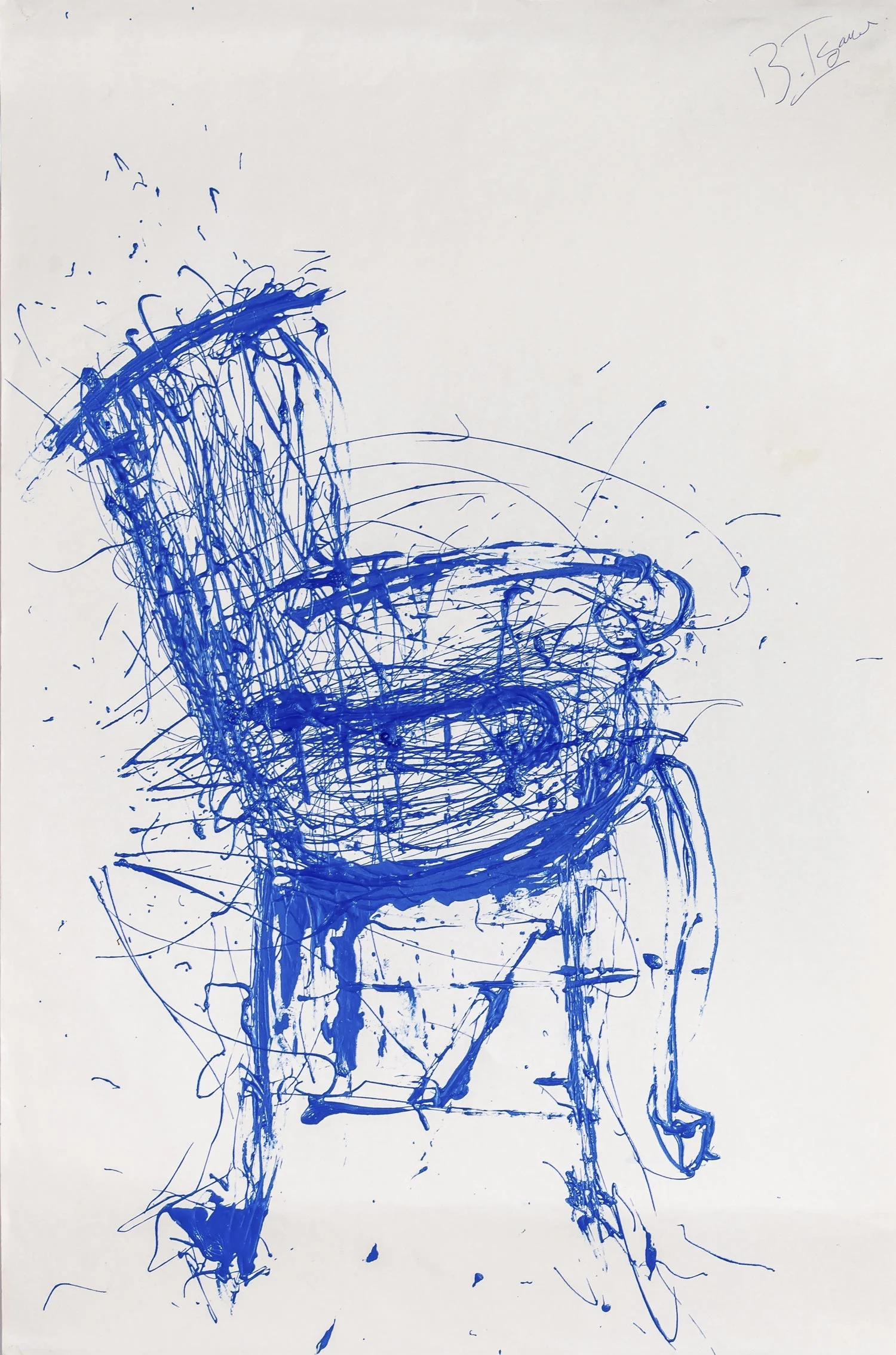 Blue Chair Industrial Paint on Paper 48 x 72 cm