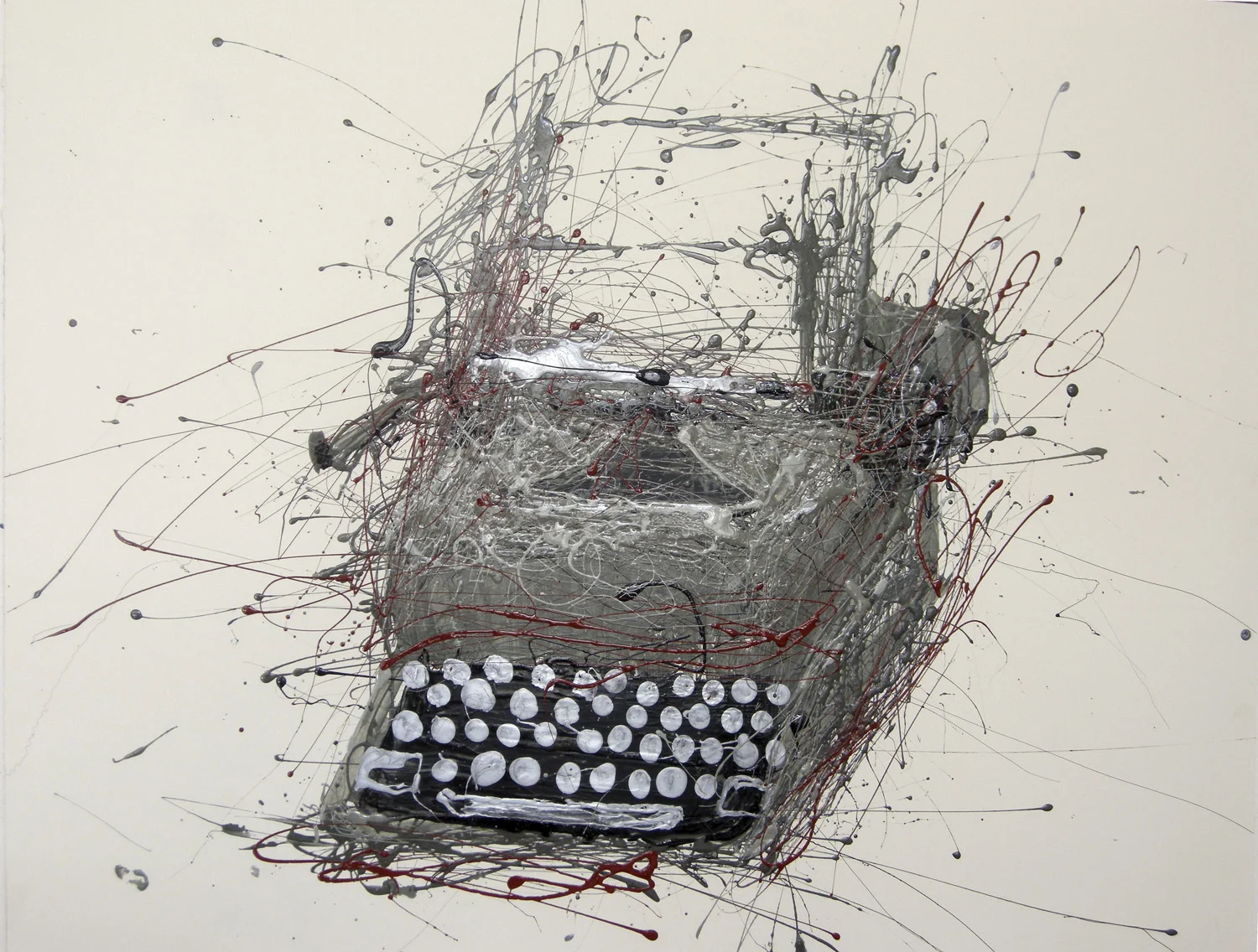 Typewriter c.1970 Industrial Paint on Paper 72cm x 57cm