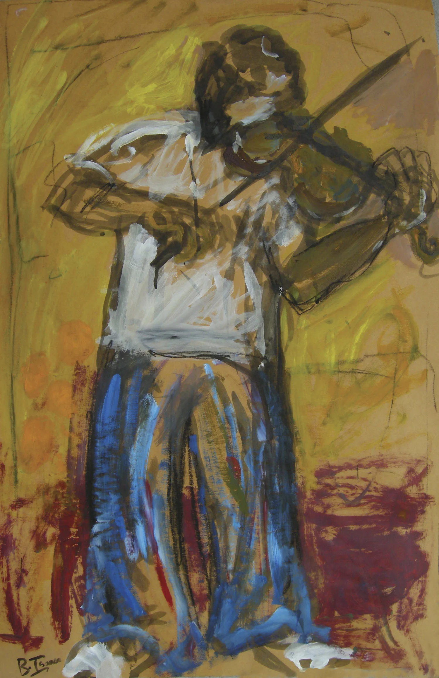 THE VIOLINIST Mixed Media on Card | 79 x 101 cm (framed) |2009 SOLD (Mexico)