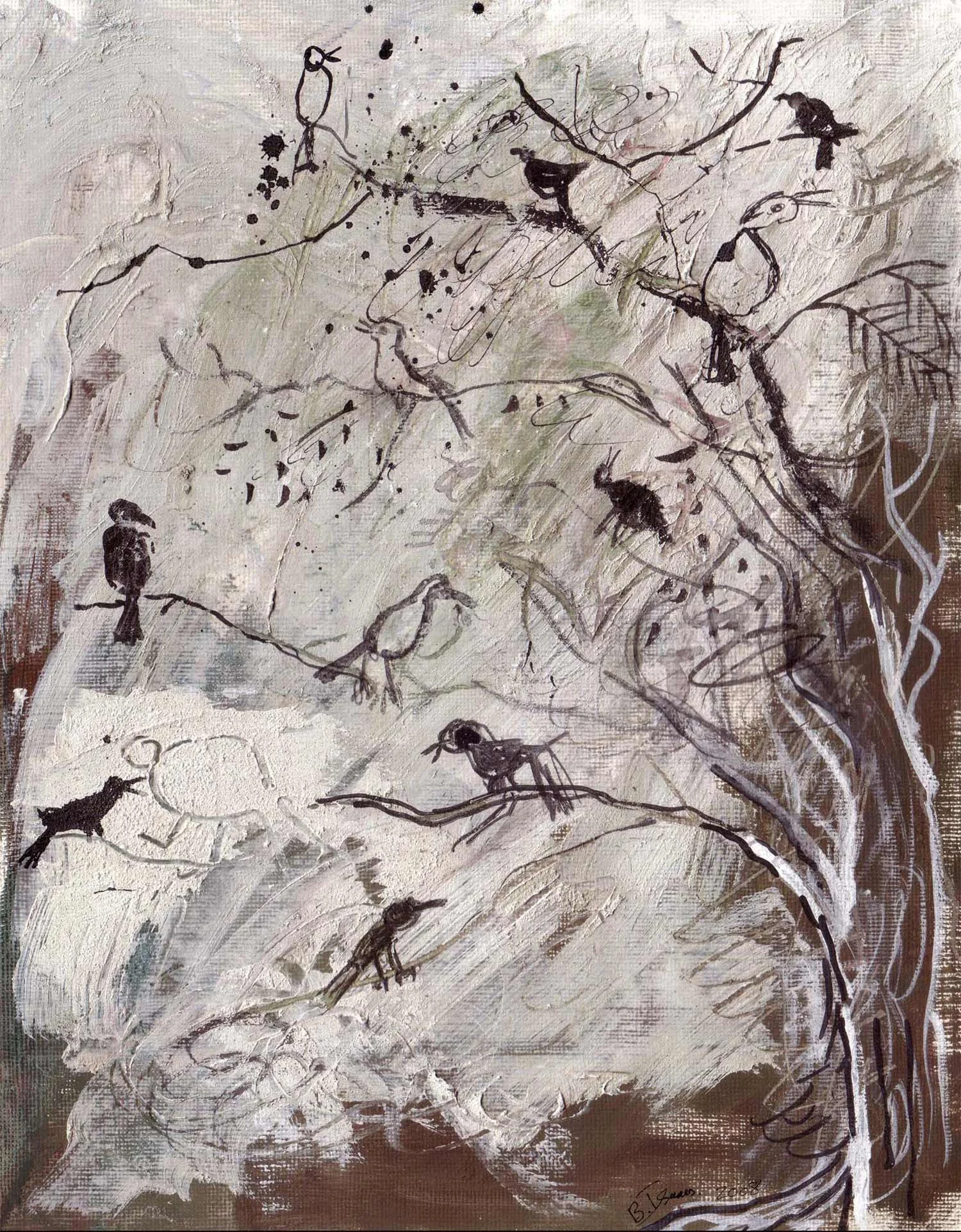 LOUD BIRDS Mixed Media on Paper | 25 X 32.5 CM |2008 SOLD