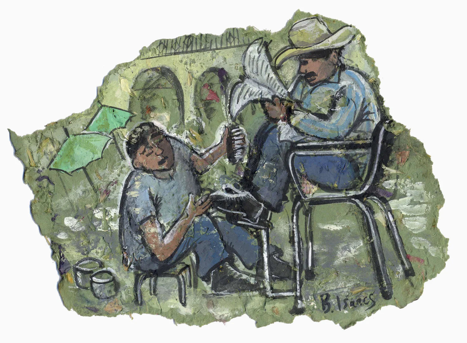 THE SHOE SHINER Gouache on handmade paper | 32.5 x 29 cm | 2007