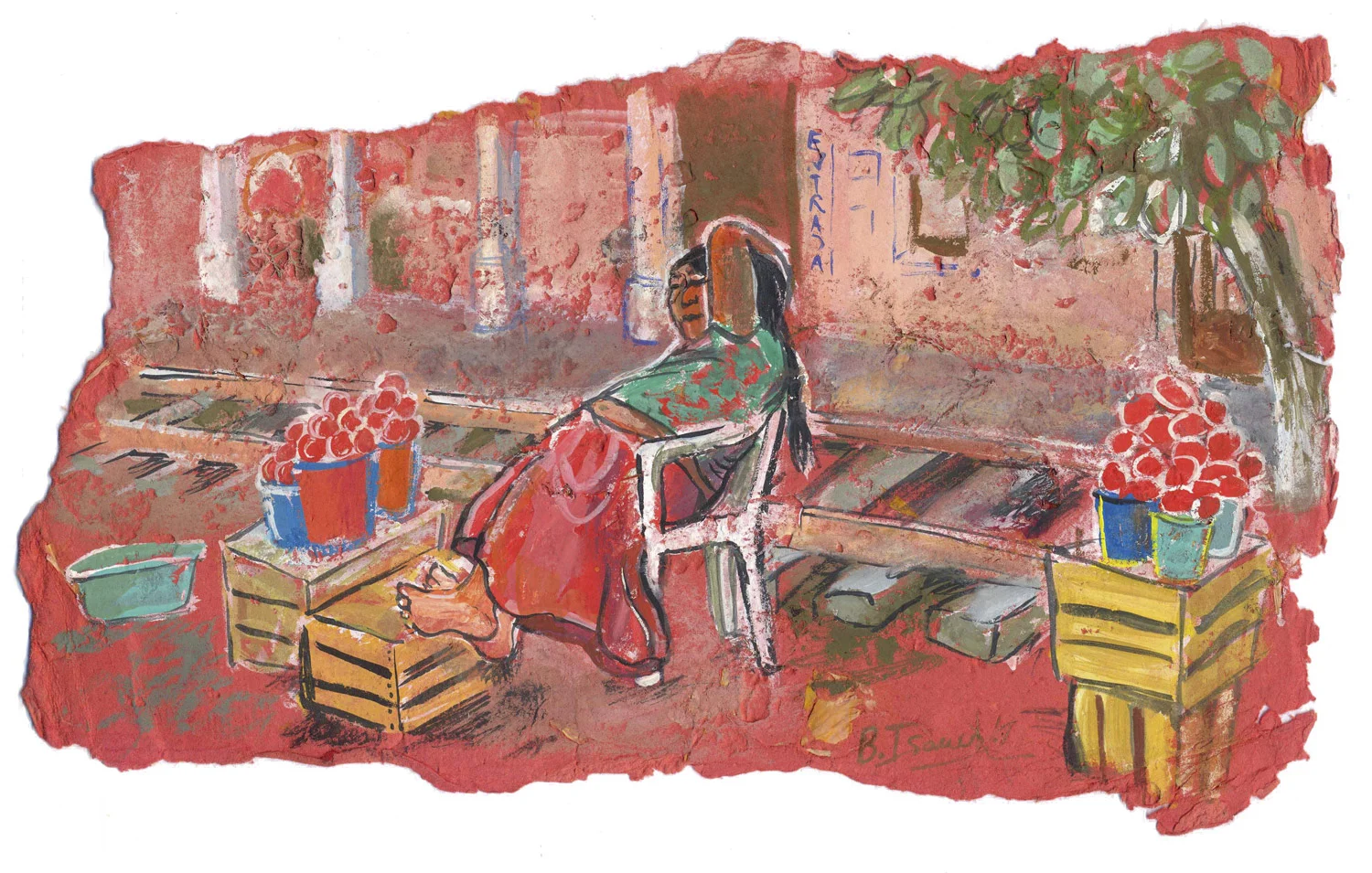 VIA TEHUANTAPEC Gouache on handmade paper | 36 x 20 cm | 2007 Sold
