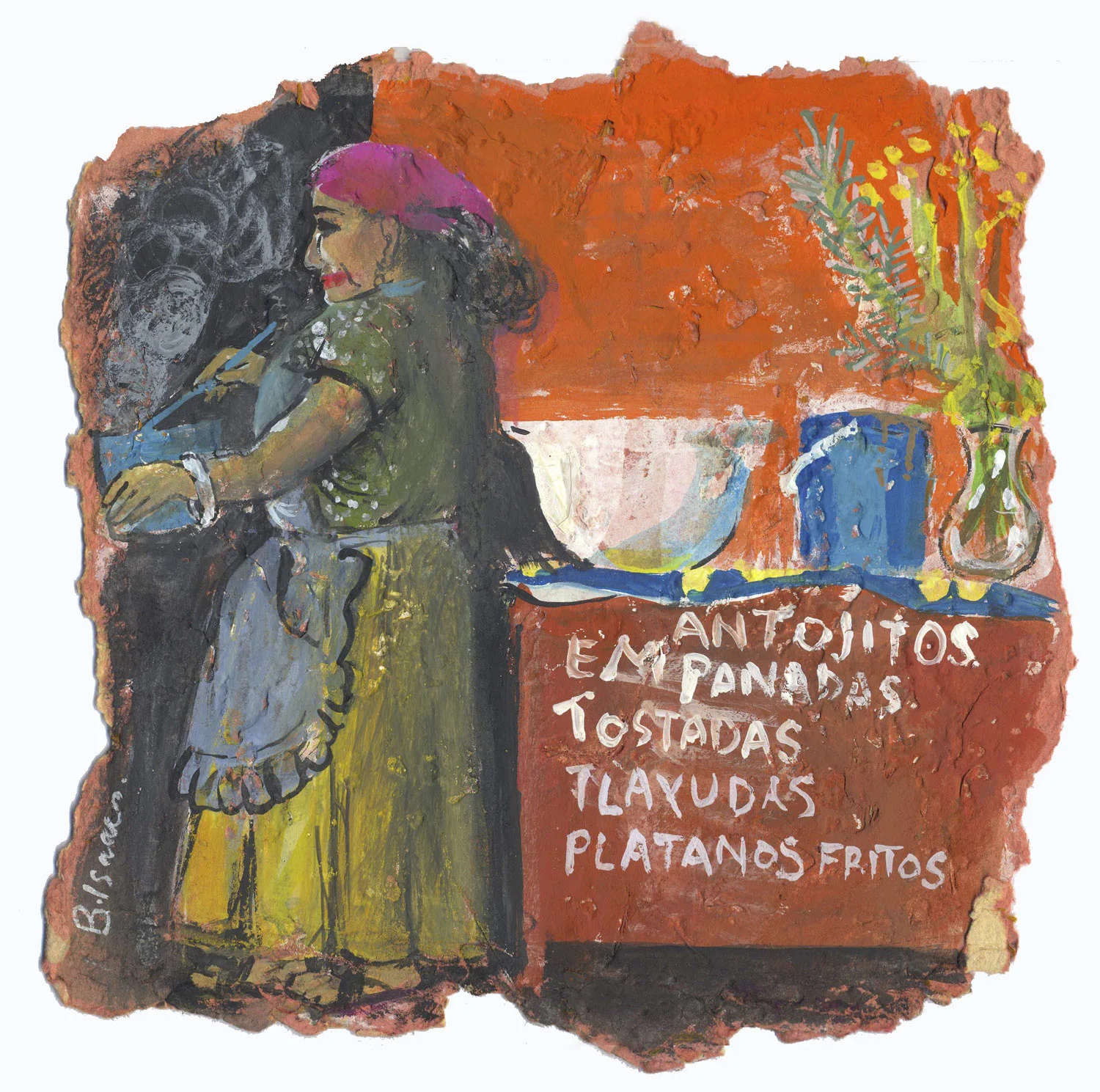PLATANOS FRITOS POR FAVOR Gouache on handmade paper | 30 x 30 cm | 2005 Sold