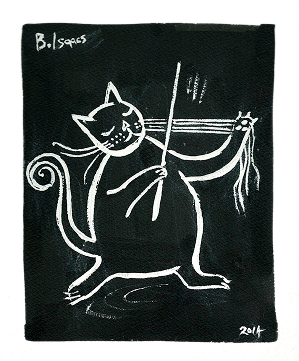 CAT VIOLIN Indian Ink on Watercolour paper |38 x 31 cm (framed) | 2014