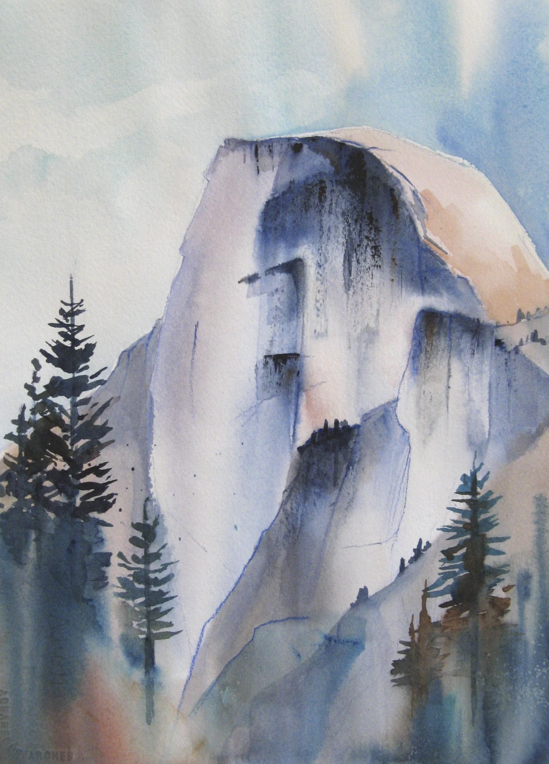 Half Dome in Blue | watercolor; prints available