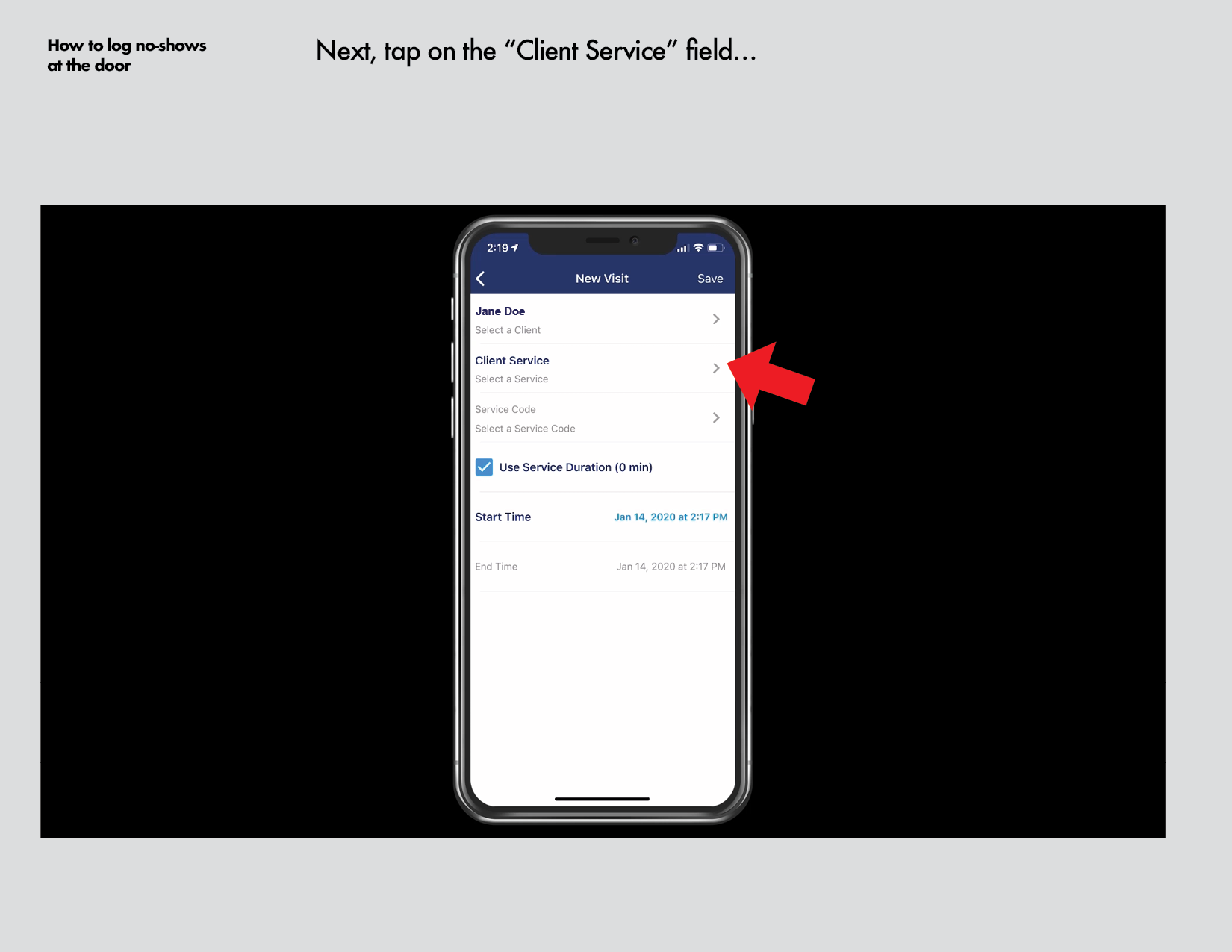How to log no shows at the door iOS9.png