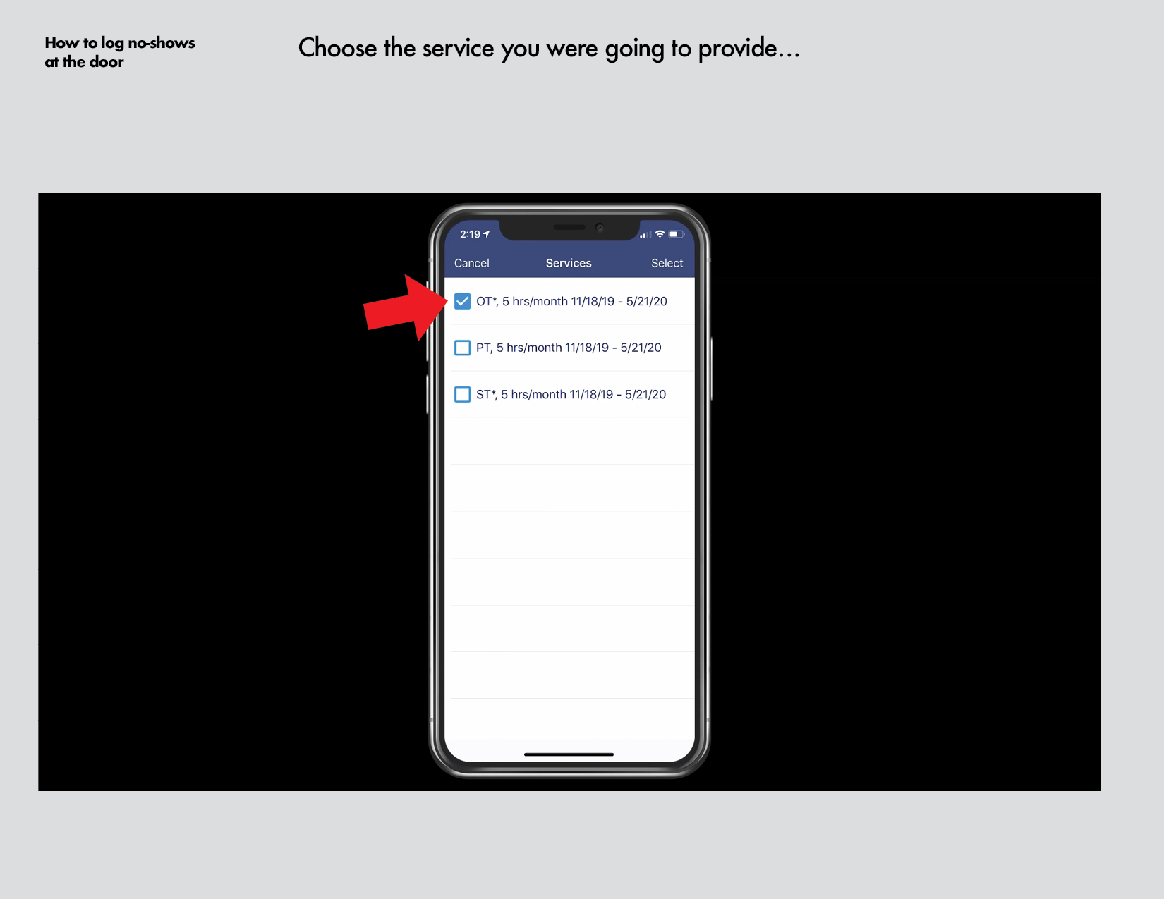 How to log no shows at the door iOS10.png