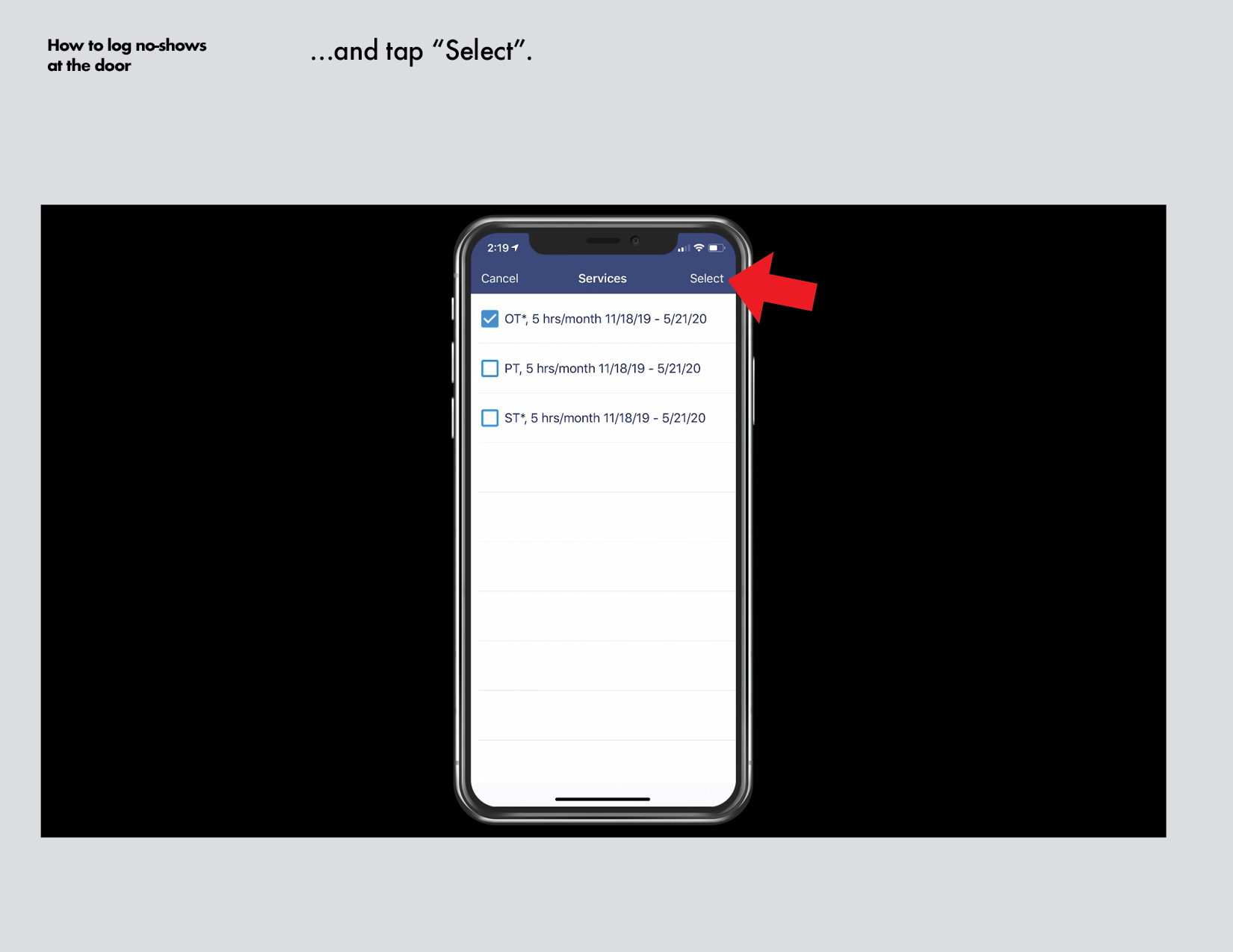 How to log no shows at the door iOS11.png