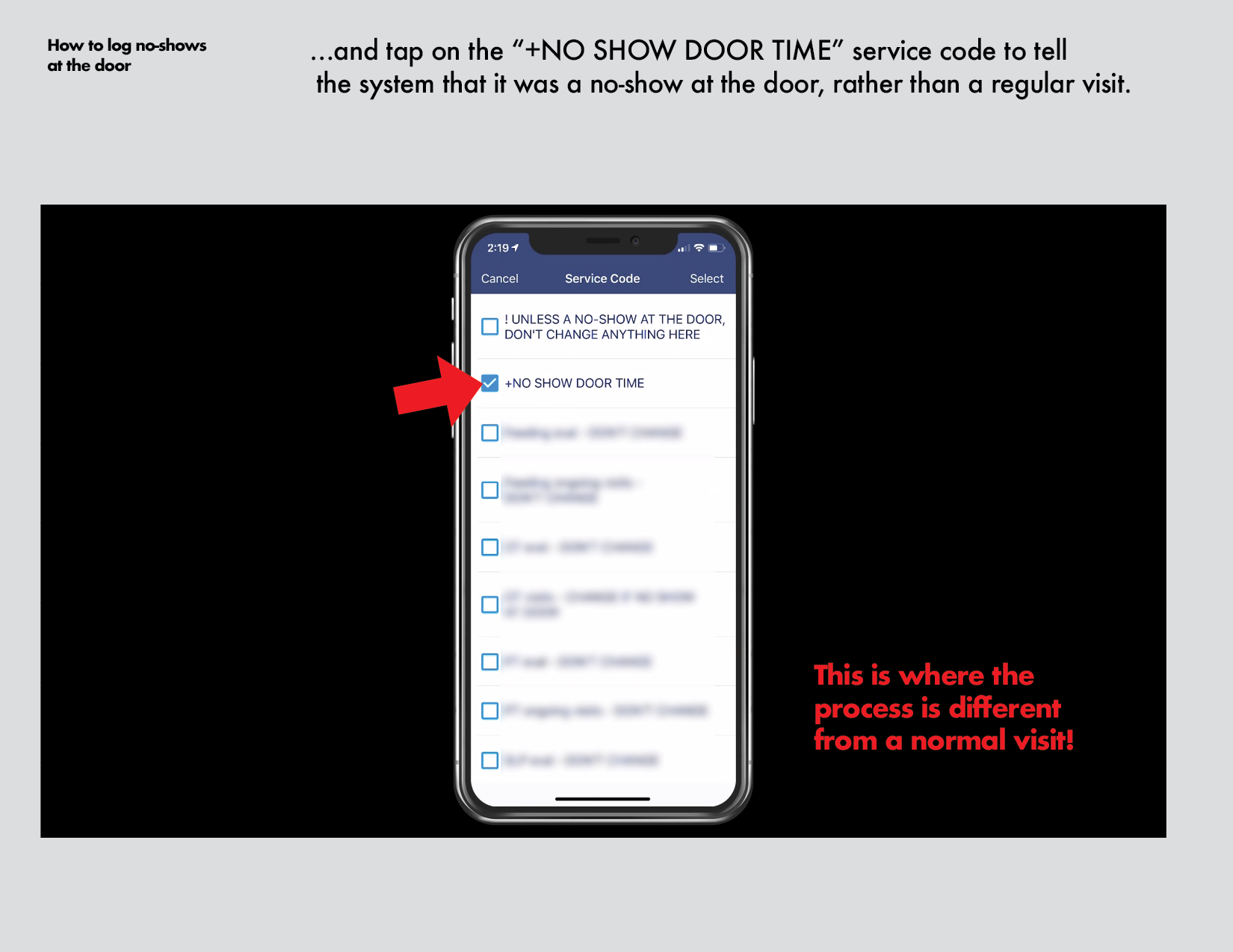 How to log no shows at the door iOS13.png