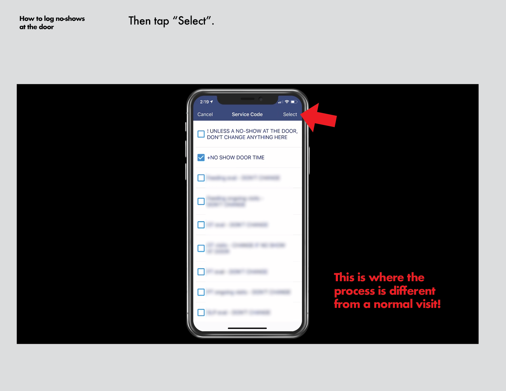How to log no shows at the door iOS14.png
