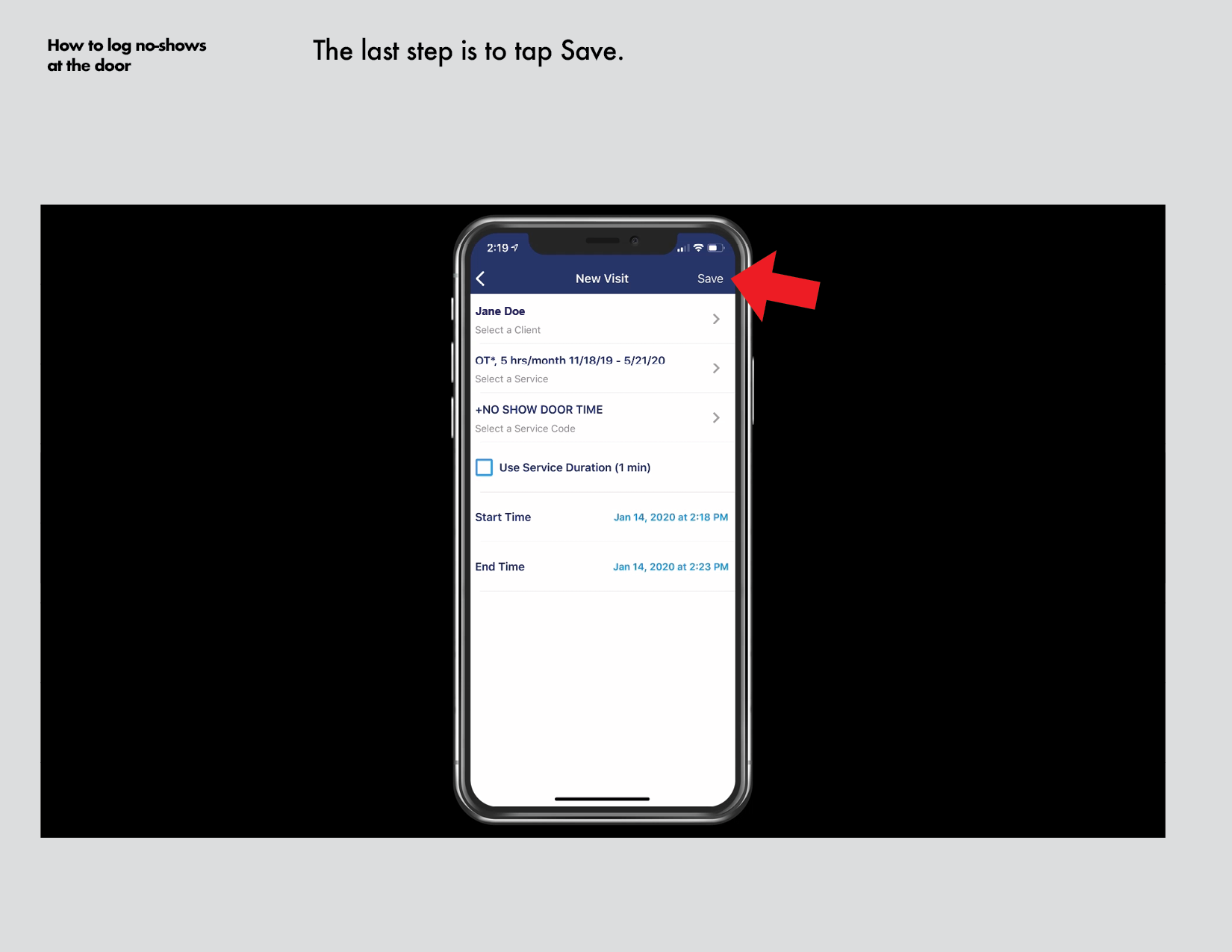 How to log no shows at the door iOS16.png