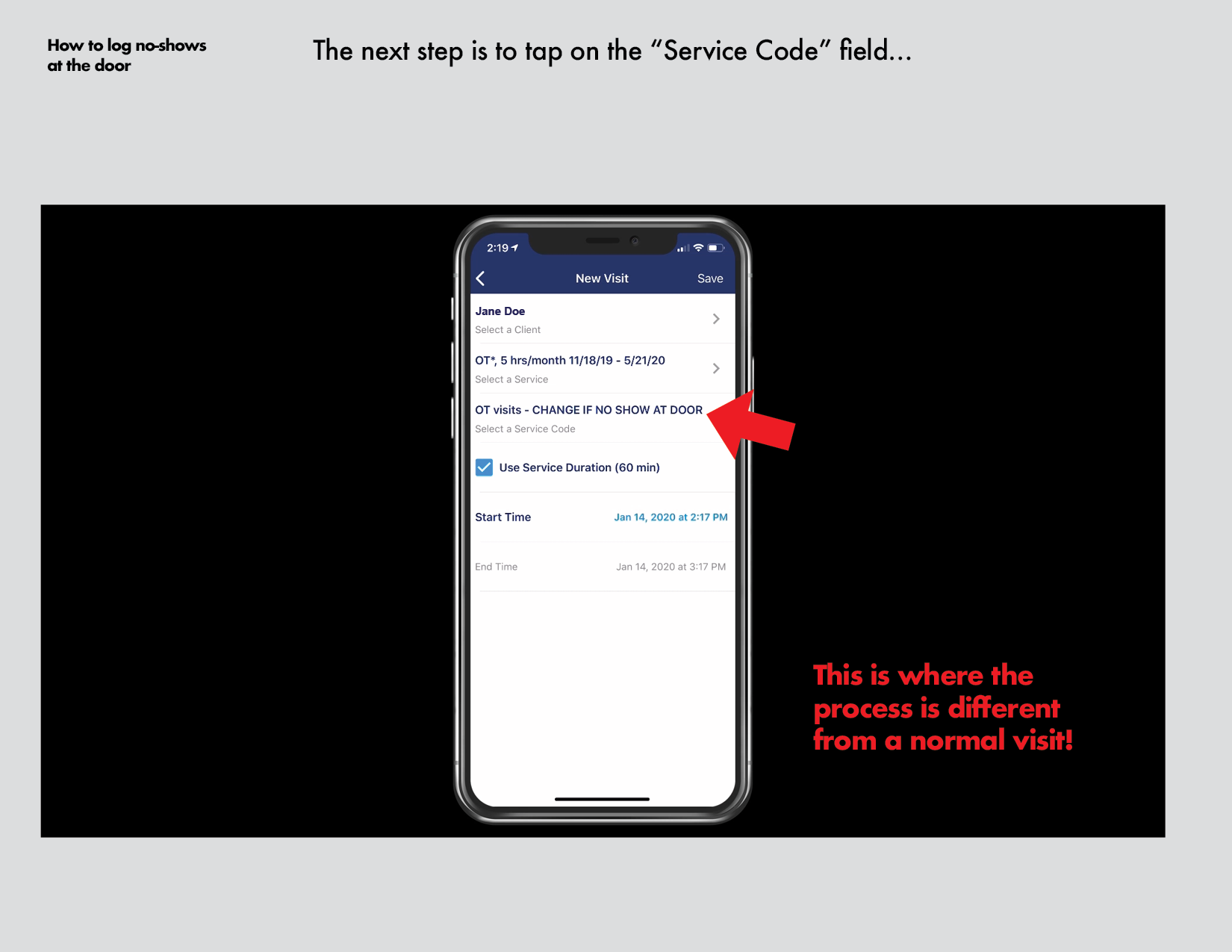 How to log no shows at the door iOS.png
