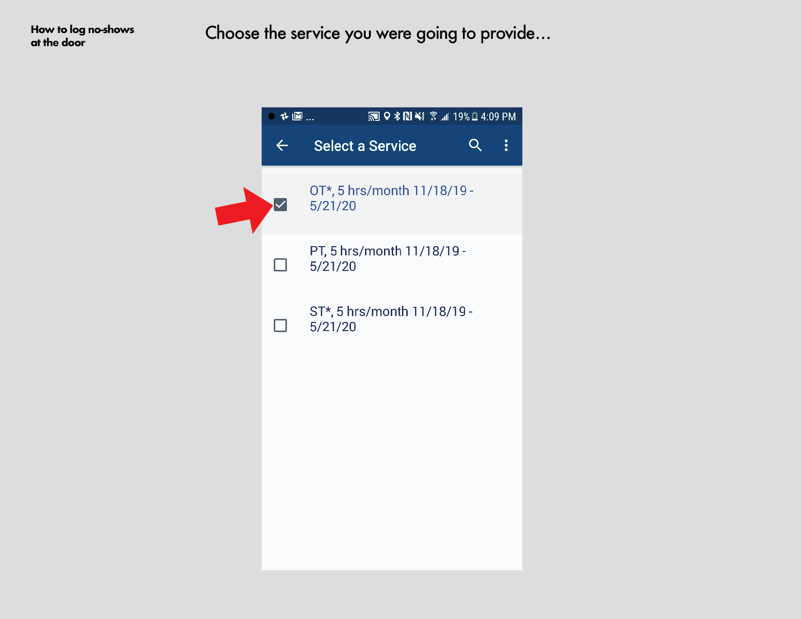 How to log no shows at the door Android10.png