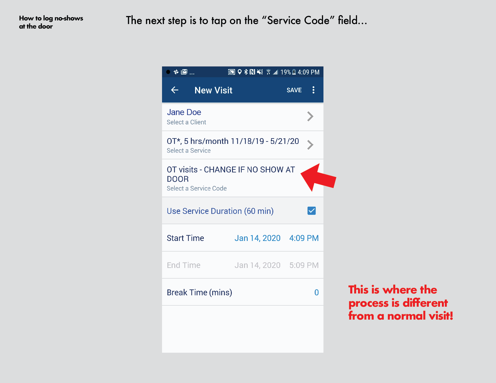 How to log no shows at the door Android12.png