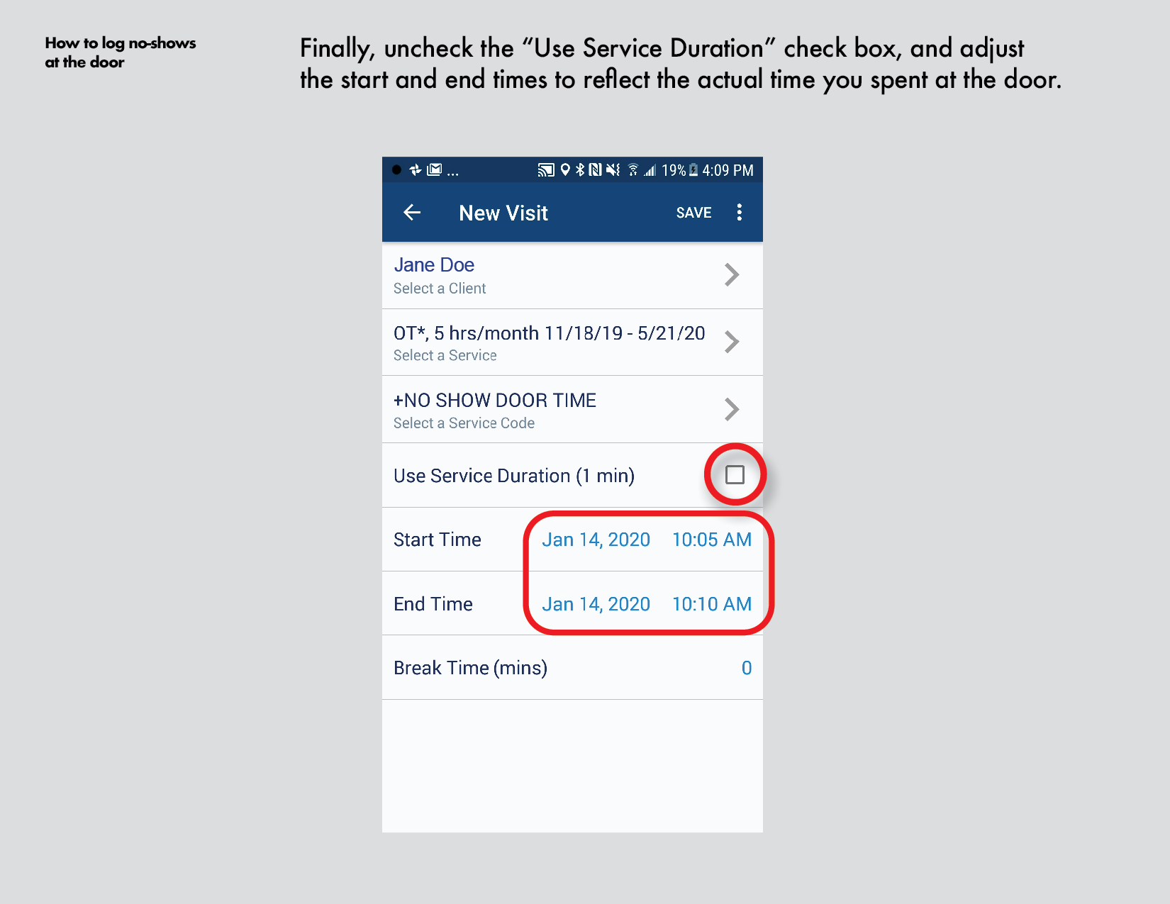How to log no shows at the door Android15.png