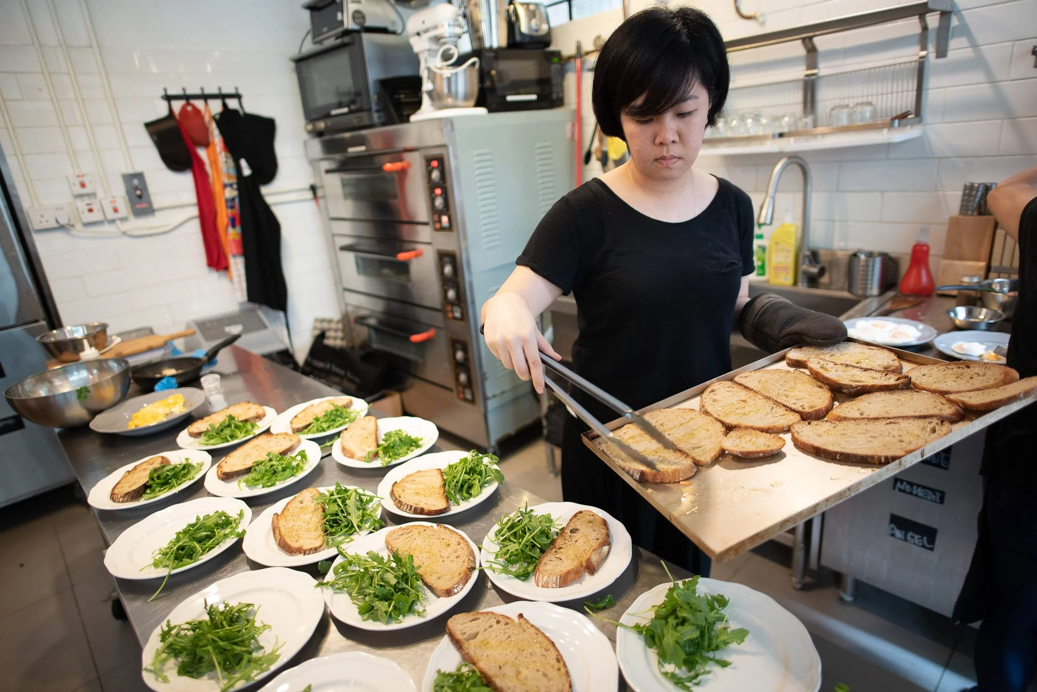 Carrie of BU with our Avocado/Egg Toasts! 