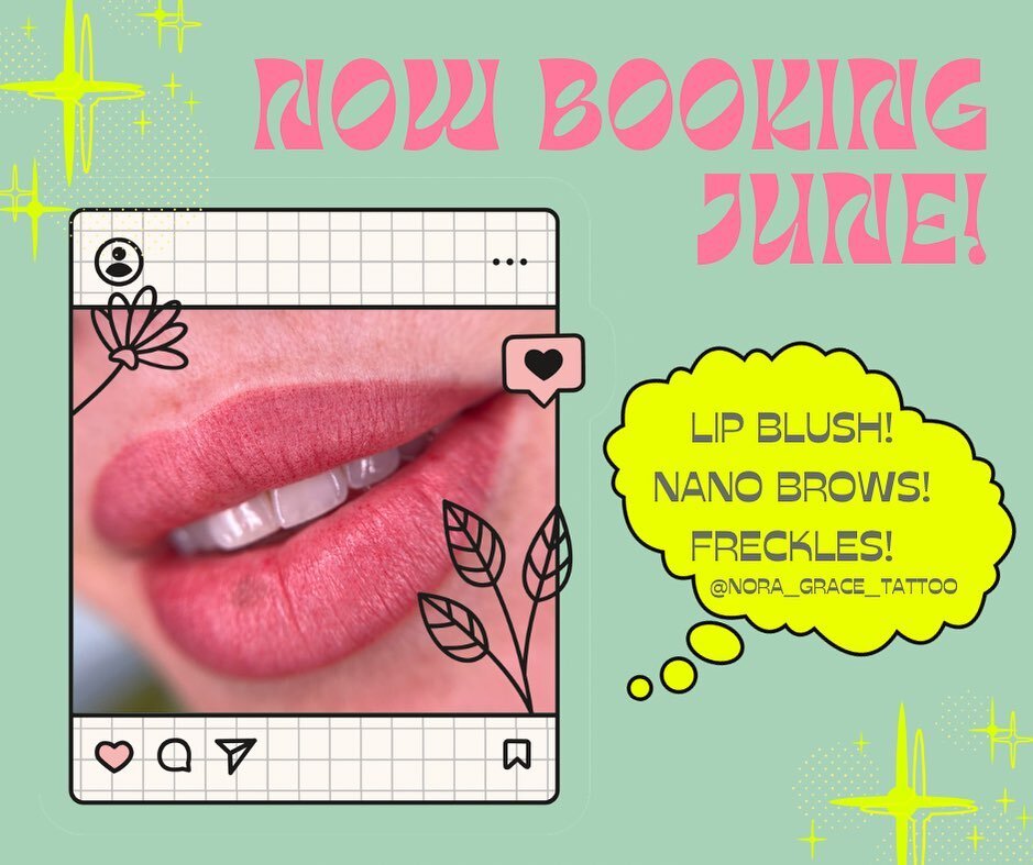Appointments for JUNE are available now, let&rsquo;s get your lips/brows/freckles ready for summer 😎🍒 Can&rsquo;t wait to meet y&rsquo;all! 😽❤️&zwj;🔥 #lipblush #losangeleslipblush #nanobrows #losangelesnanobrows #fauxfreckles #freckletattoo #losa