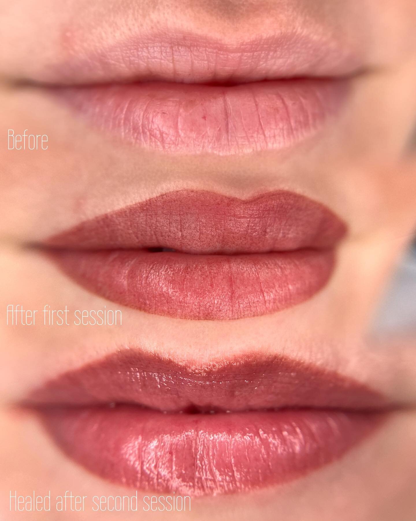 The building process of Lip Blush 🌹 Before, immediately after first session, and healed results after 2 sessions of tattooing. With a little patience and trust in the process, we can reach the results of your dreams 👼🏼☁️🍒 
.
.
.
.
.
.
#lipblush #