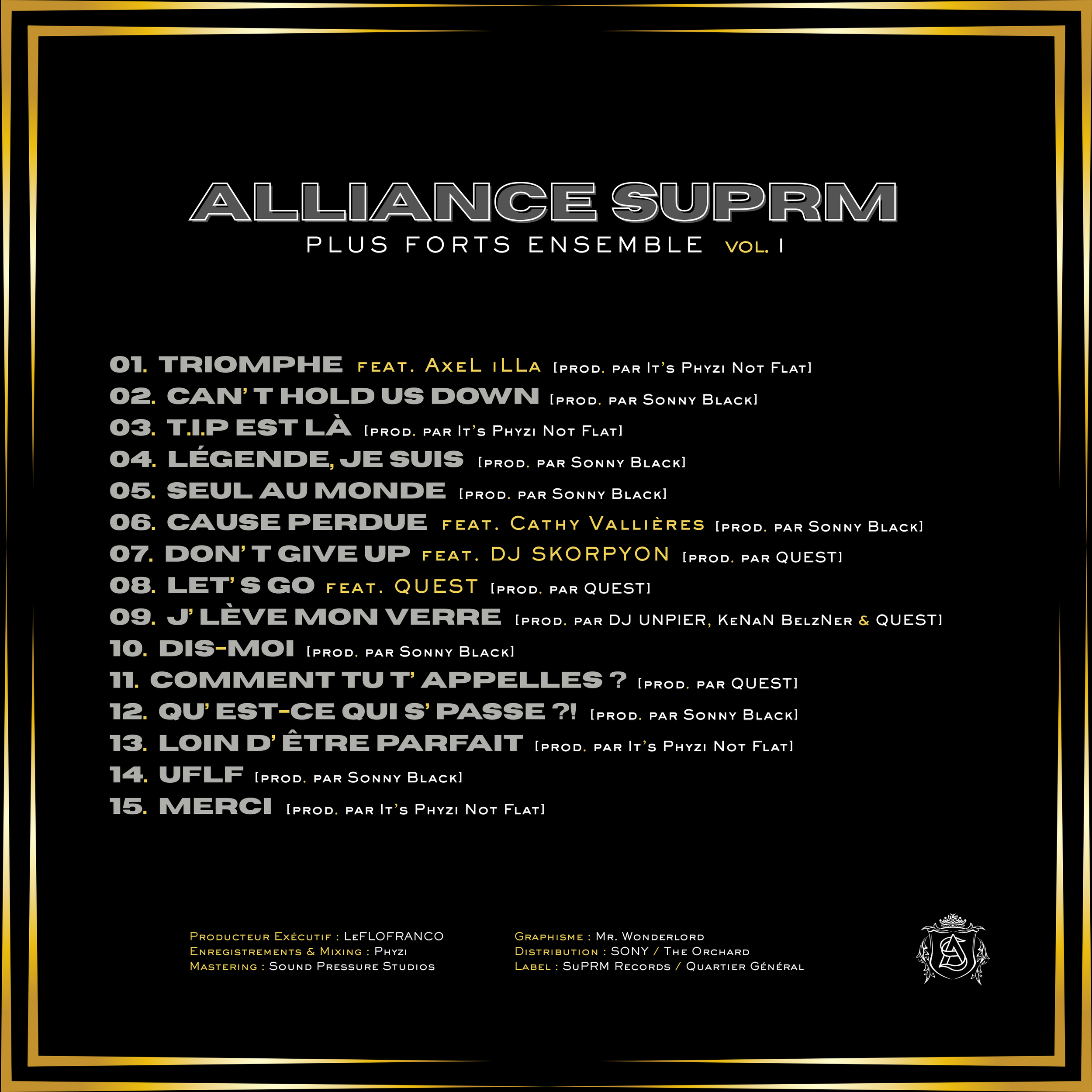 Plus Forts Ensemble vol. I - TRACK LIST.png