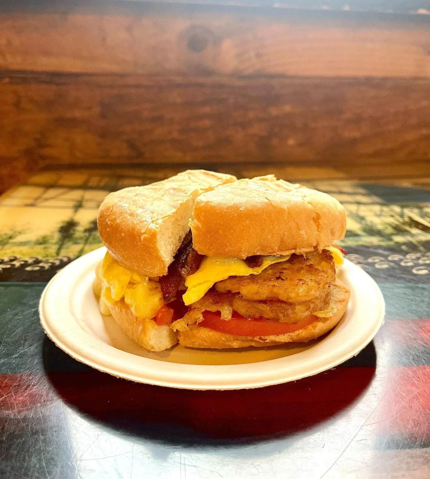 Customer creation of the day: a Smitty with an extra potato patty and tomato 🤤  #local #cushmanmarket #amherst #westernmass