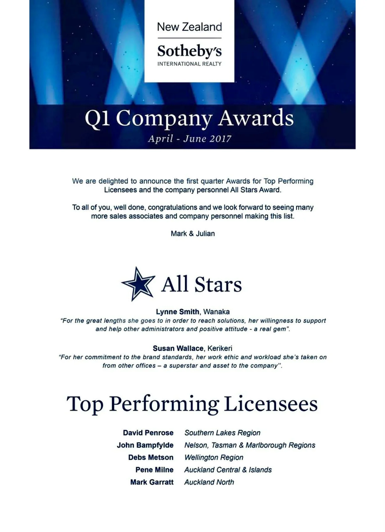 Top Performer for Wellington Region