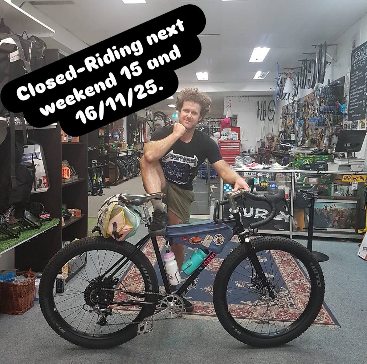 Ghost Gum Bikes will be riding with @heapsgoodgarage next weekend, so will be closed Saturday 15/11/25, if you&rsquo;re up for a good overnight adventure check out there page.
@crustbikes @rivbike #crustbikes