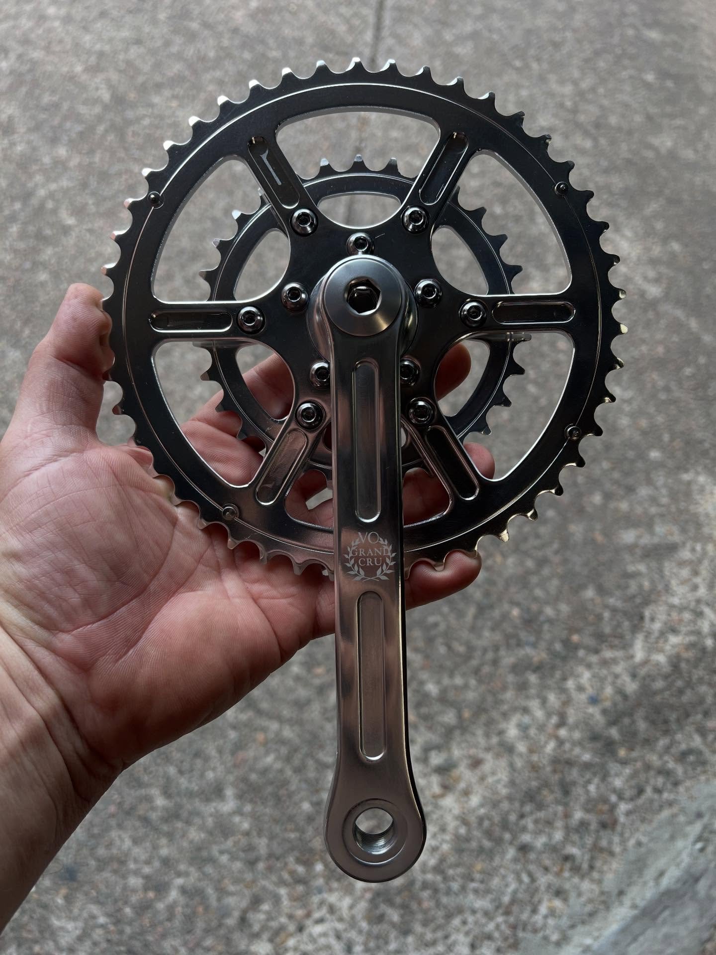 @velo_orange order just landed in store. This is a nice Grand Cru 30/46T square taper crankset.