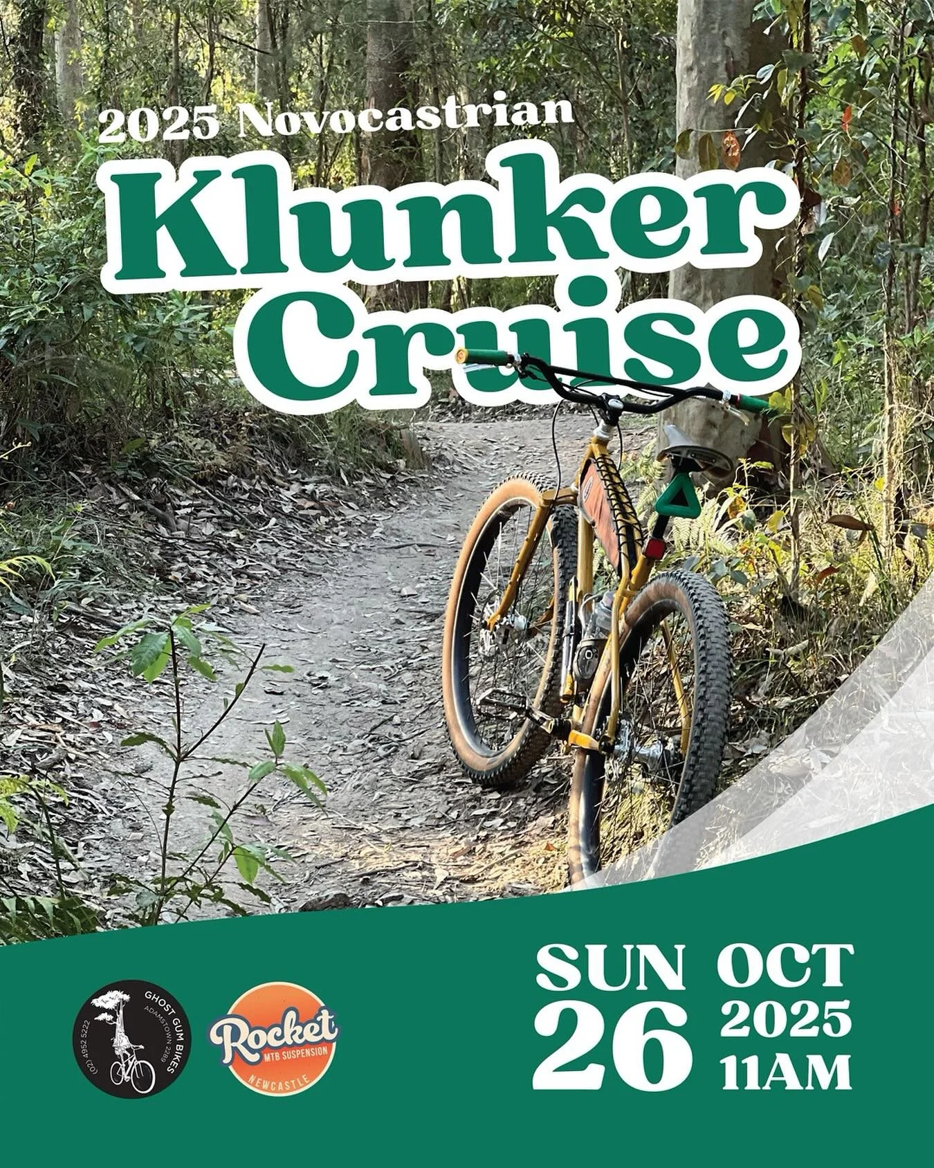 Will you be there?
The annual Klunker Cruise is just around the corner, so dust off ye old pub bike bitsa, put some lube on that neglected chain and live in the slow lane.
Sunday 26/10/25 10am  start from Ghost Gum Bikes. 
Roll around Glenrock then t