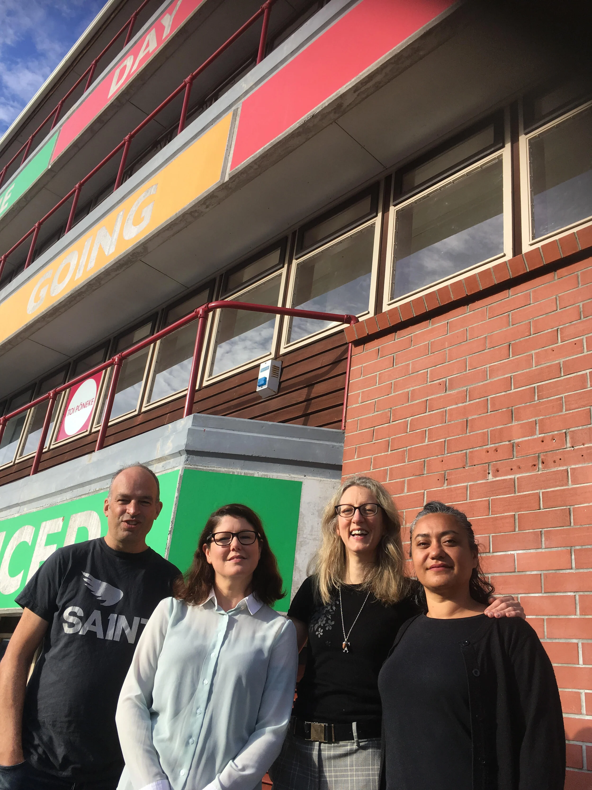 Rob Sarkies, Abi King-Jones (2019 screenwriter in residence) Vicky Pope and Desray Armstrong.