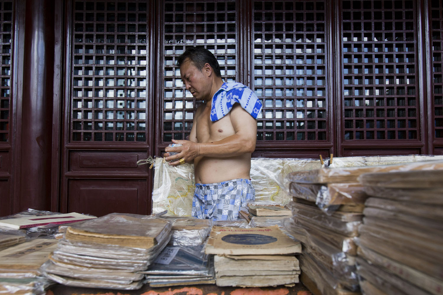 Antique book vendor. Shanghai, China. 2016.