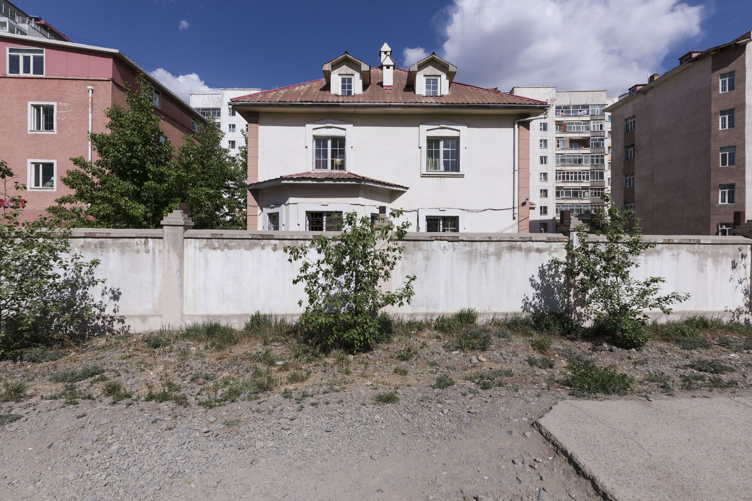 Single family home that sits near the bank of the Selbe River. Ulaanbaatar, Mongolia. 2018.