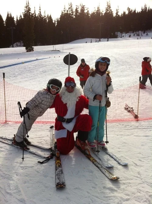 Skiing with Santa at the holidays