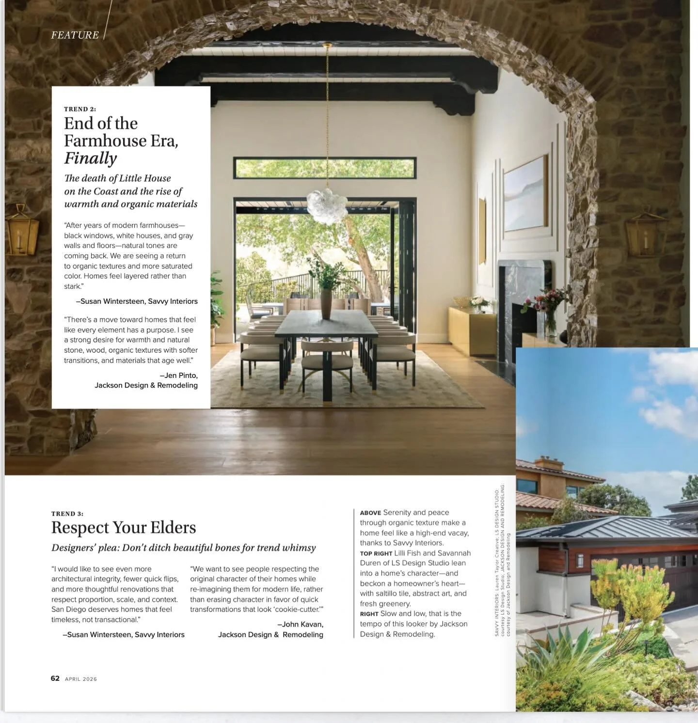 Sorry farmhouse peeps. Someone had to say it.  This natural organic modern dining room is a stunning sight with new La Cantina doors and fireplace surround. Thank you @sandiegomag