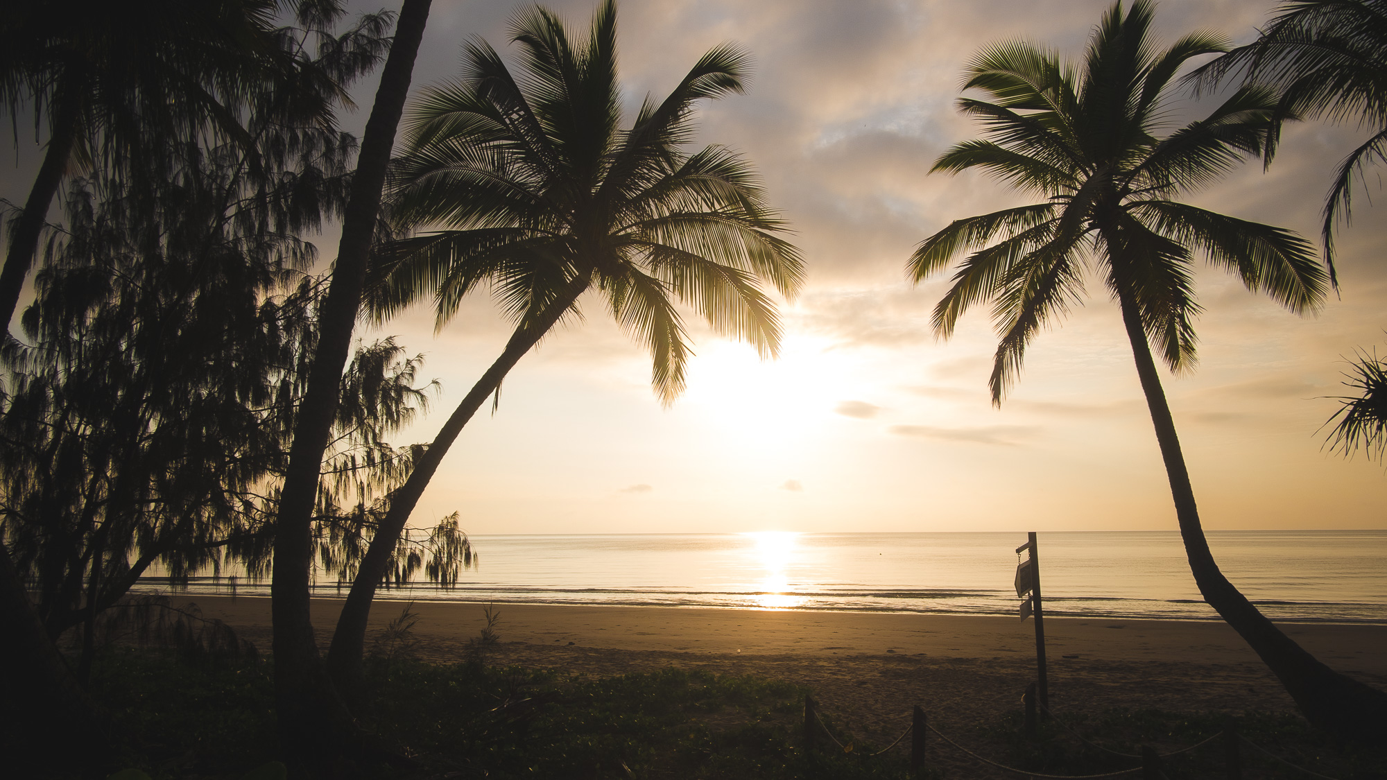 Sunrise at tropical Mission Beach, Castaways Resort, NSW