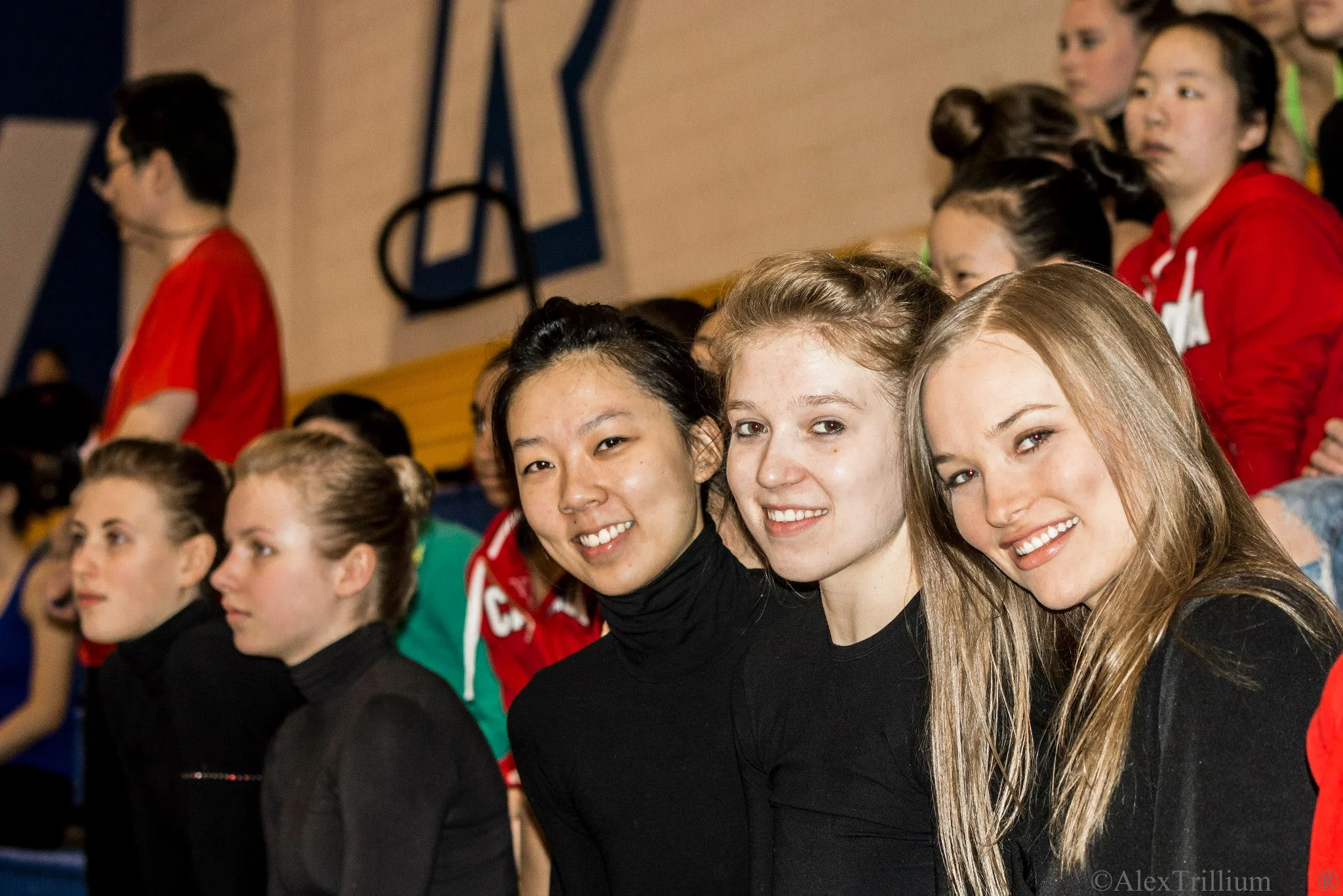 Kalev alumni Esther Chi , Sasha Lukashova and Katriina Isberg at Koop Cup International 2014 .