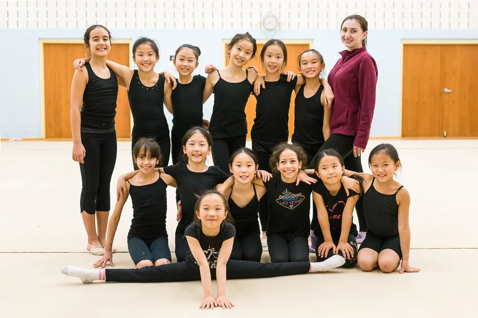 Tonya and gymnasts at training 