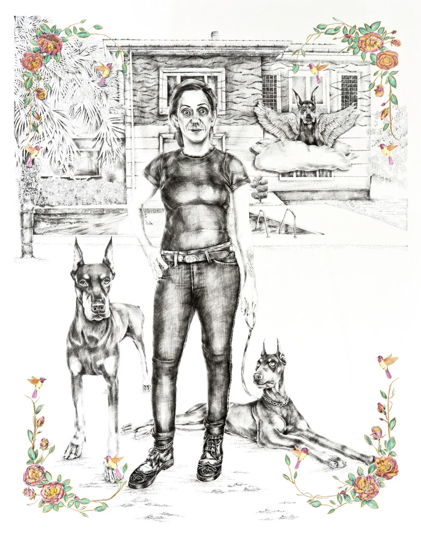I Know Your in The Garden, 70x50cm, Ink Pen and Colored Pencil on Paper, 2014 (Private Collection)
