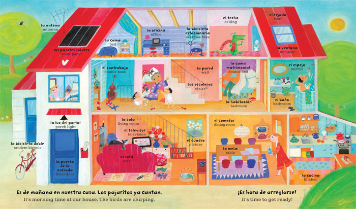 Bilingual Spanish/English illustration from Barefoot Books' My Big Barefoot Book of Spanish Words