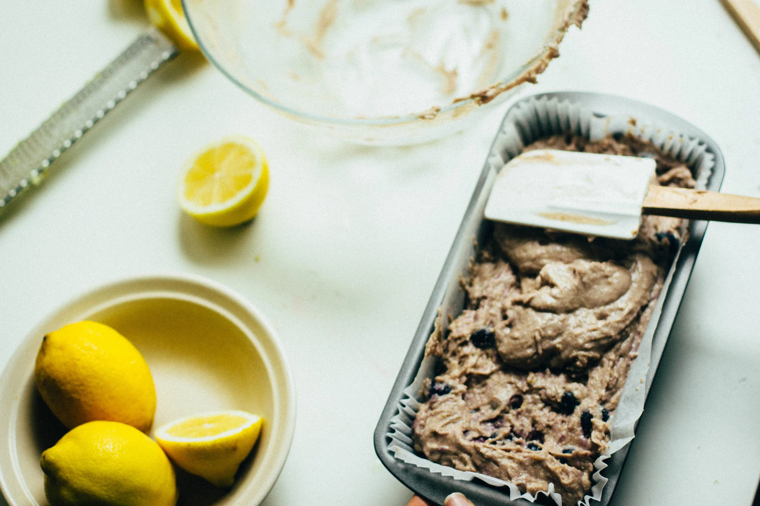 nutmeg and pear | gluten free + whole grain lemon-blueberry loaf cake (refined sugar free + dairy free easily)