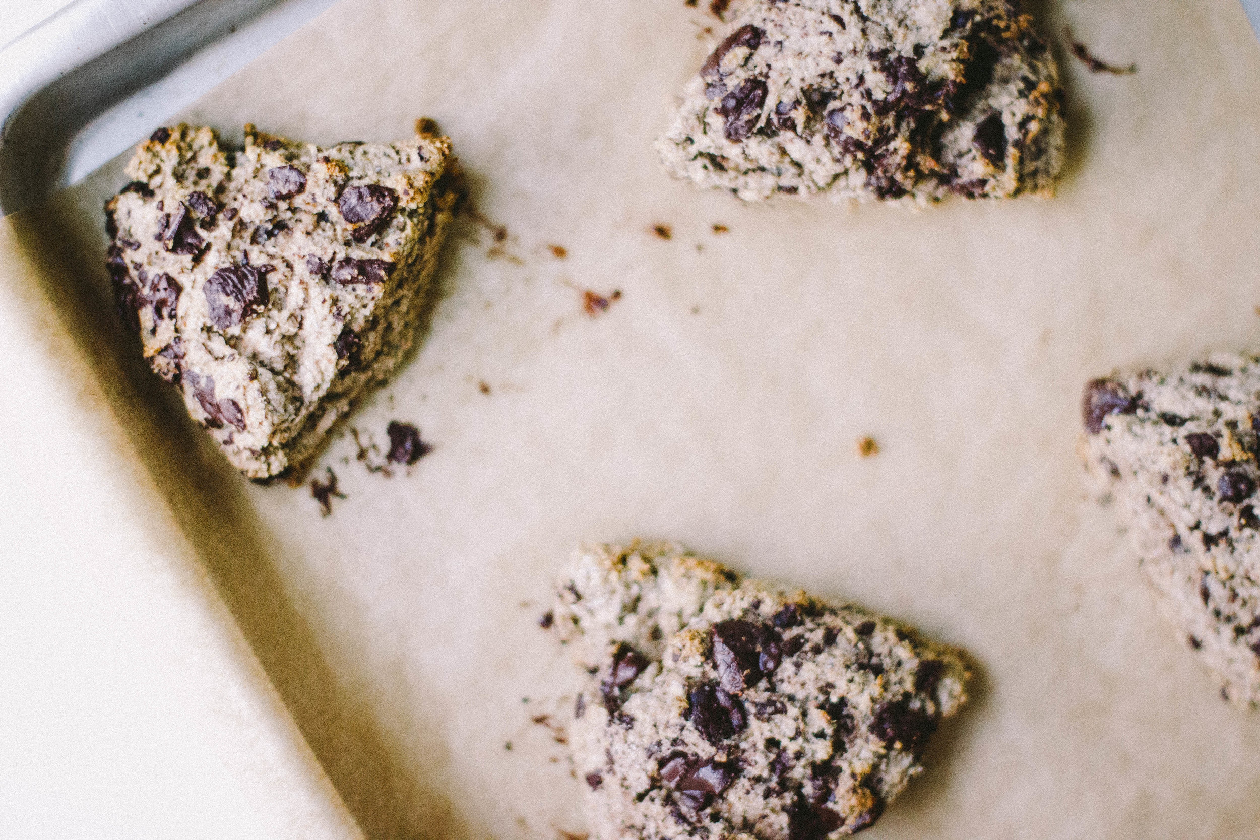 dark chocolate + cardamom rye scones