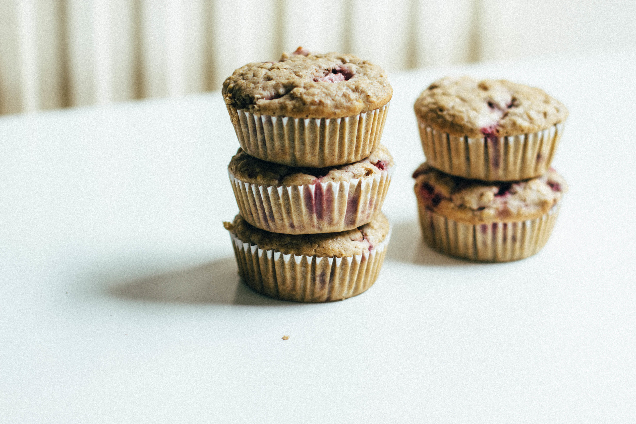 strawberry - oat muffins