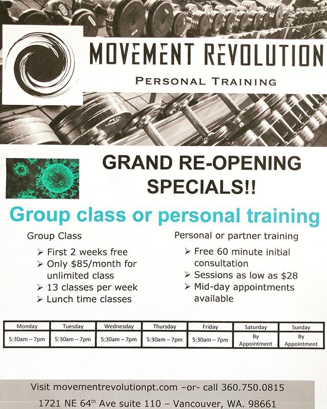 QUESTION❓❓ Who needs a reboot on their fitness routine after quarantine? 🙋&zwj;♀️🙋&zwj;♂️ We have just the programs that you're looking for! Check out our COVID-19 grand reopening deals!! 🦠
🔷 Are you looking for some one-on-one accountability, an