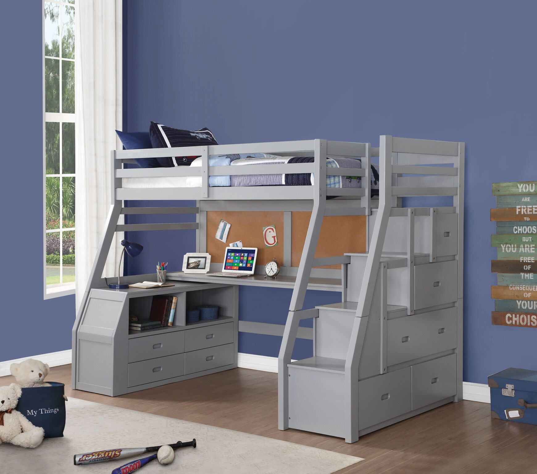 loft beds with desk and storage