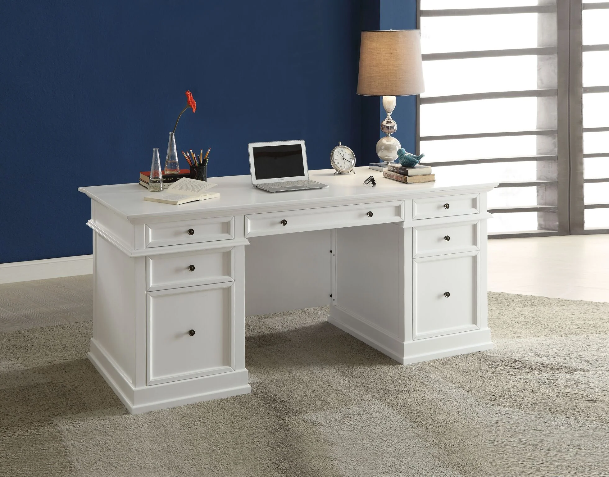 Daiki Desk White Wooden With Drawers File Cabinet Casa Bella Furniture Quality Home Goods Daiki Desk White Wooden With, Desk Filing Cabinet White
